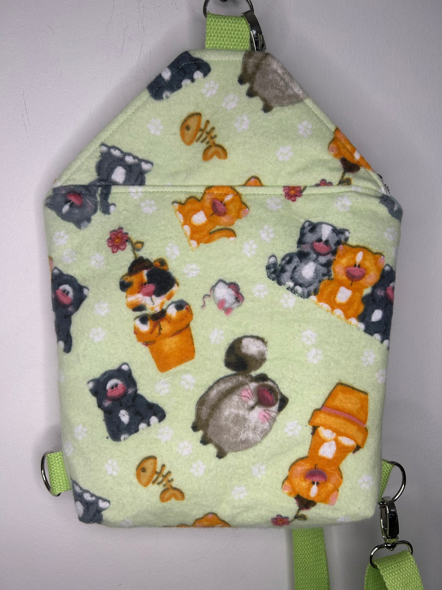 Handmade Flannel Kitty Buggy Sling Bag