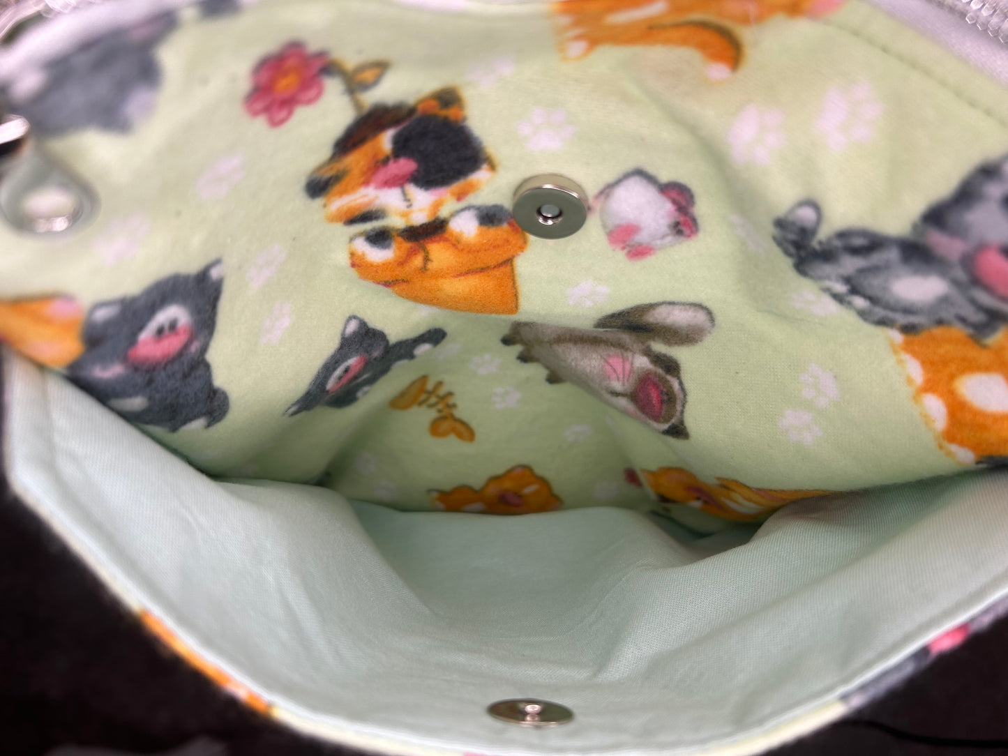 Handmade Flannel Kitty Buggy Sling Bag