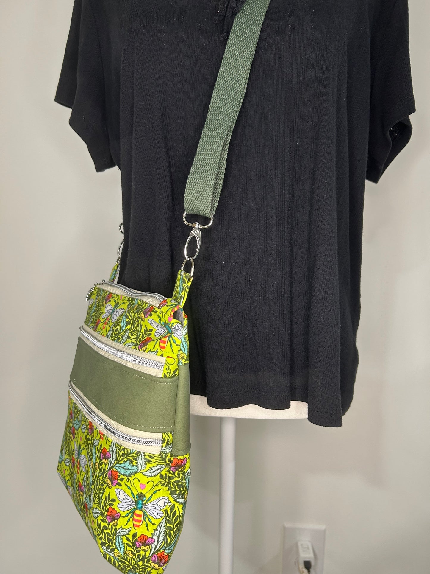 Bee Nice Triple Zip Crossbody or Shoulder Bag