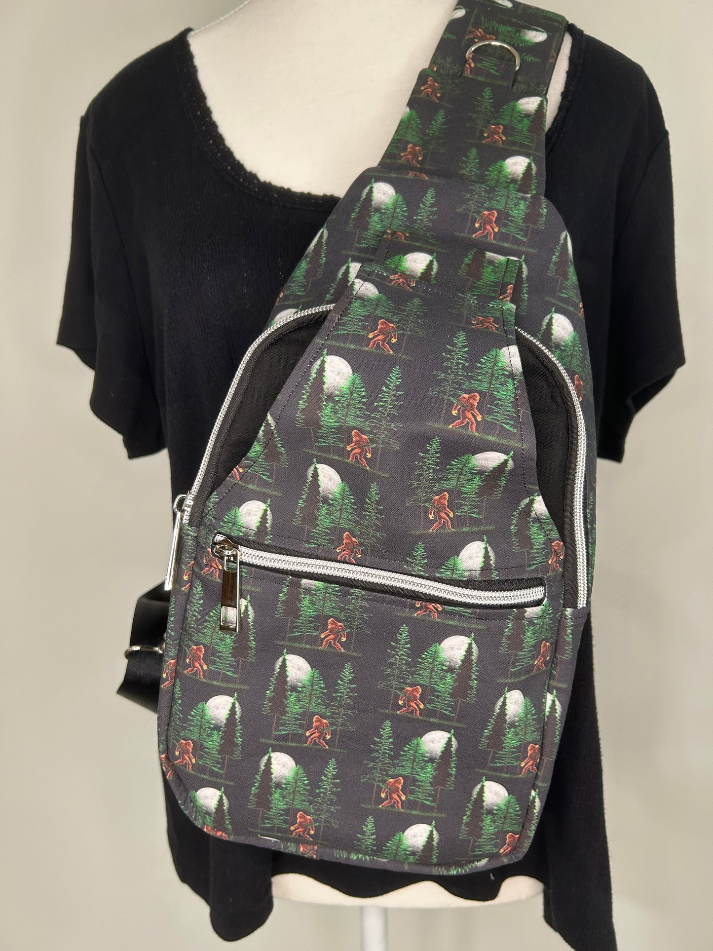 Moonlight Walk With Sasquatch Retro Sling Backpack