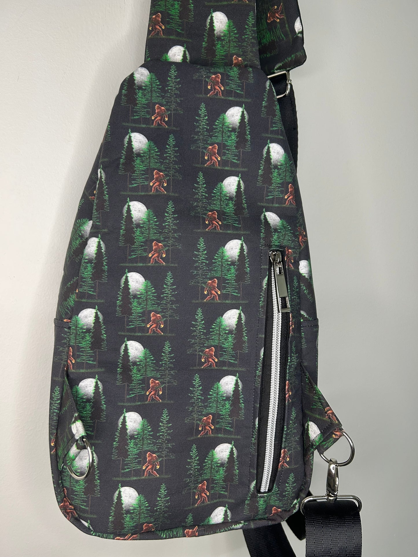 Moonlight Walk With Sasquatch Retro Sling Backpack
