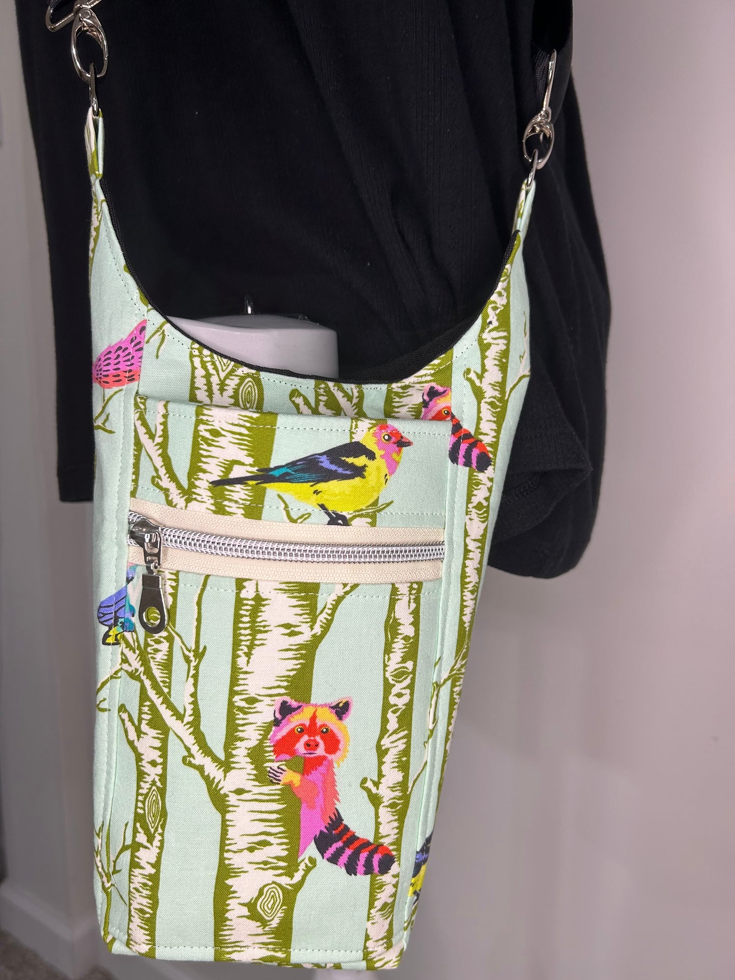 Handmade Tula Pink Family Tree Water Bottle Bag