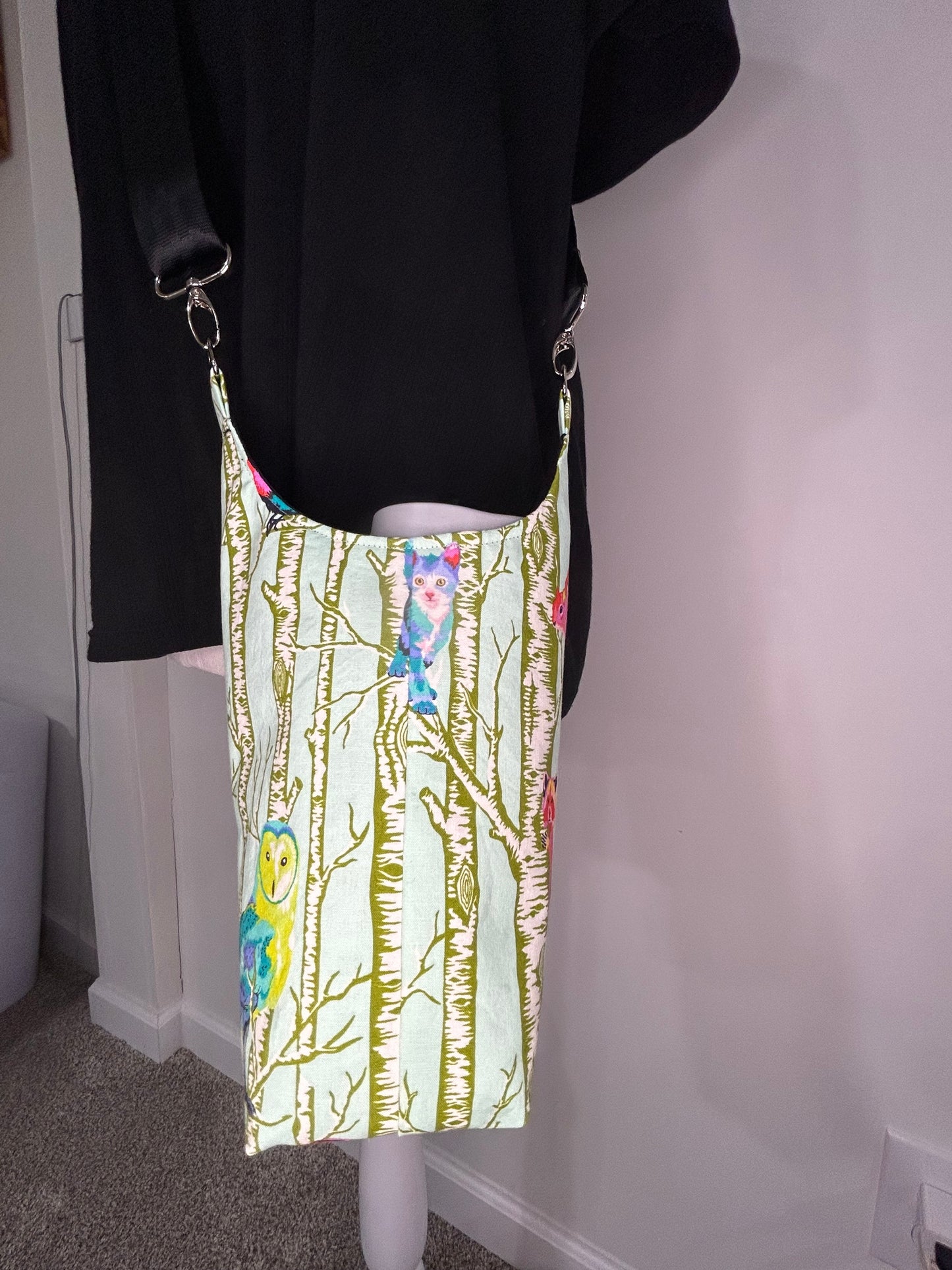 Handmade Tula Pink Family Tree Water Bottle Bag
