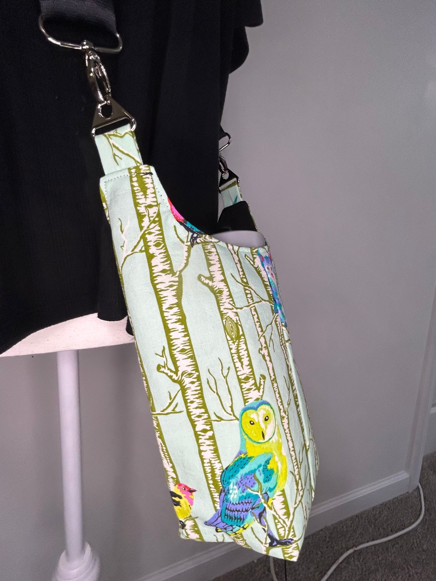 Handmade Tula Pink Family Tree Water Bottle Bag