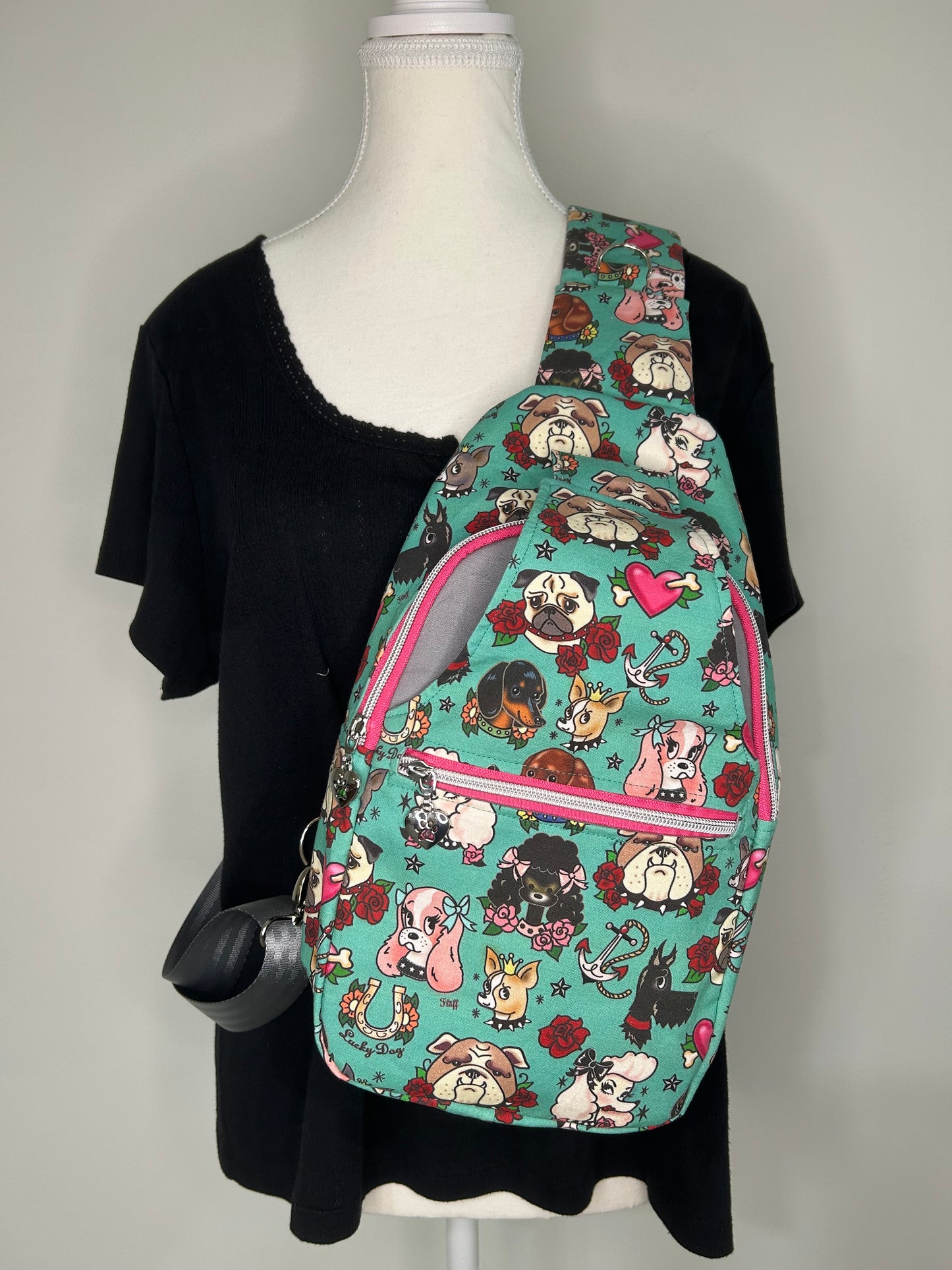 Fluffy Pups Retro Backpack Sling Bag