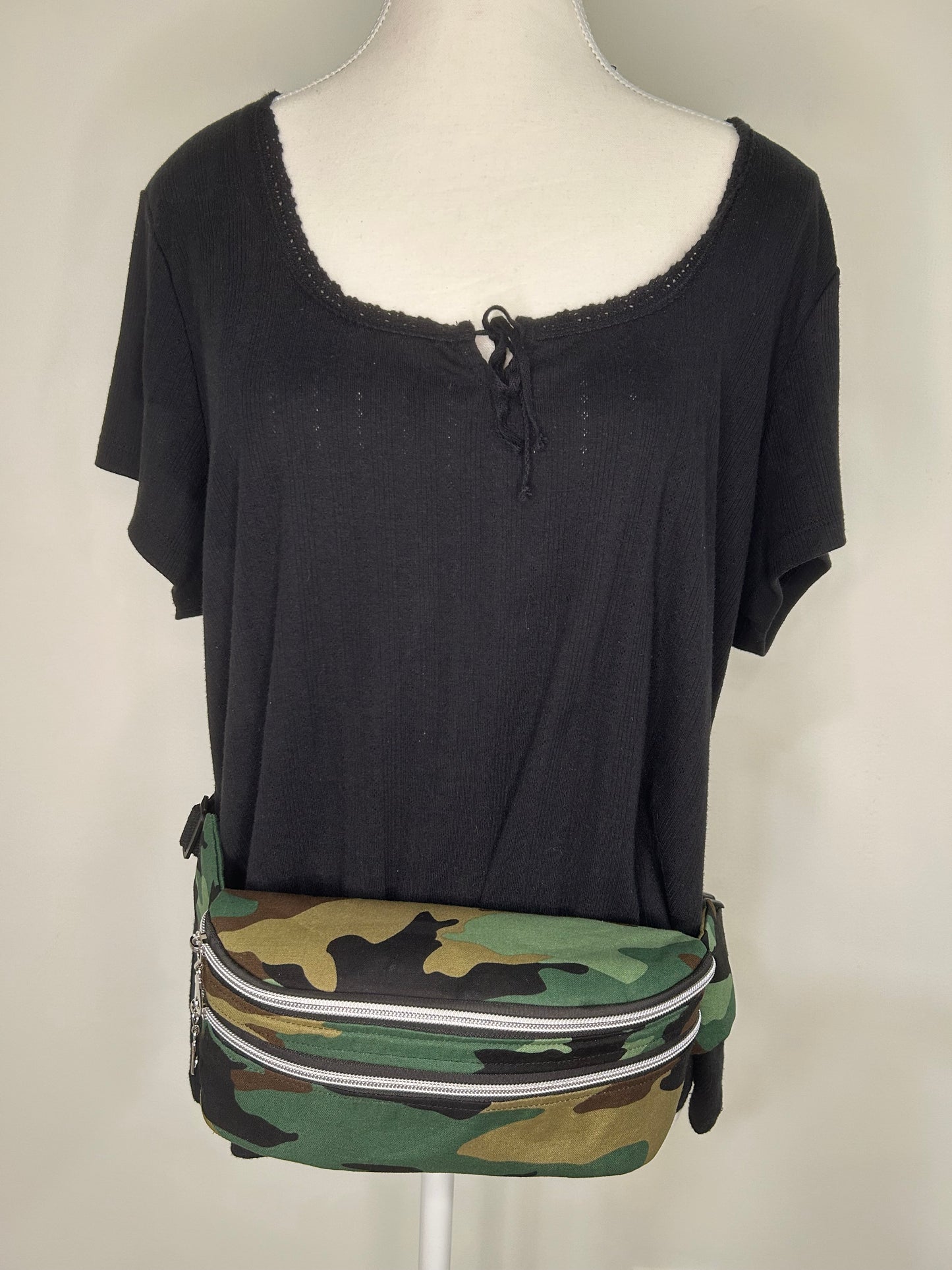Unisex Double Zip Camouflage Sling/Waist Bag