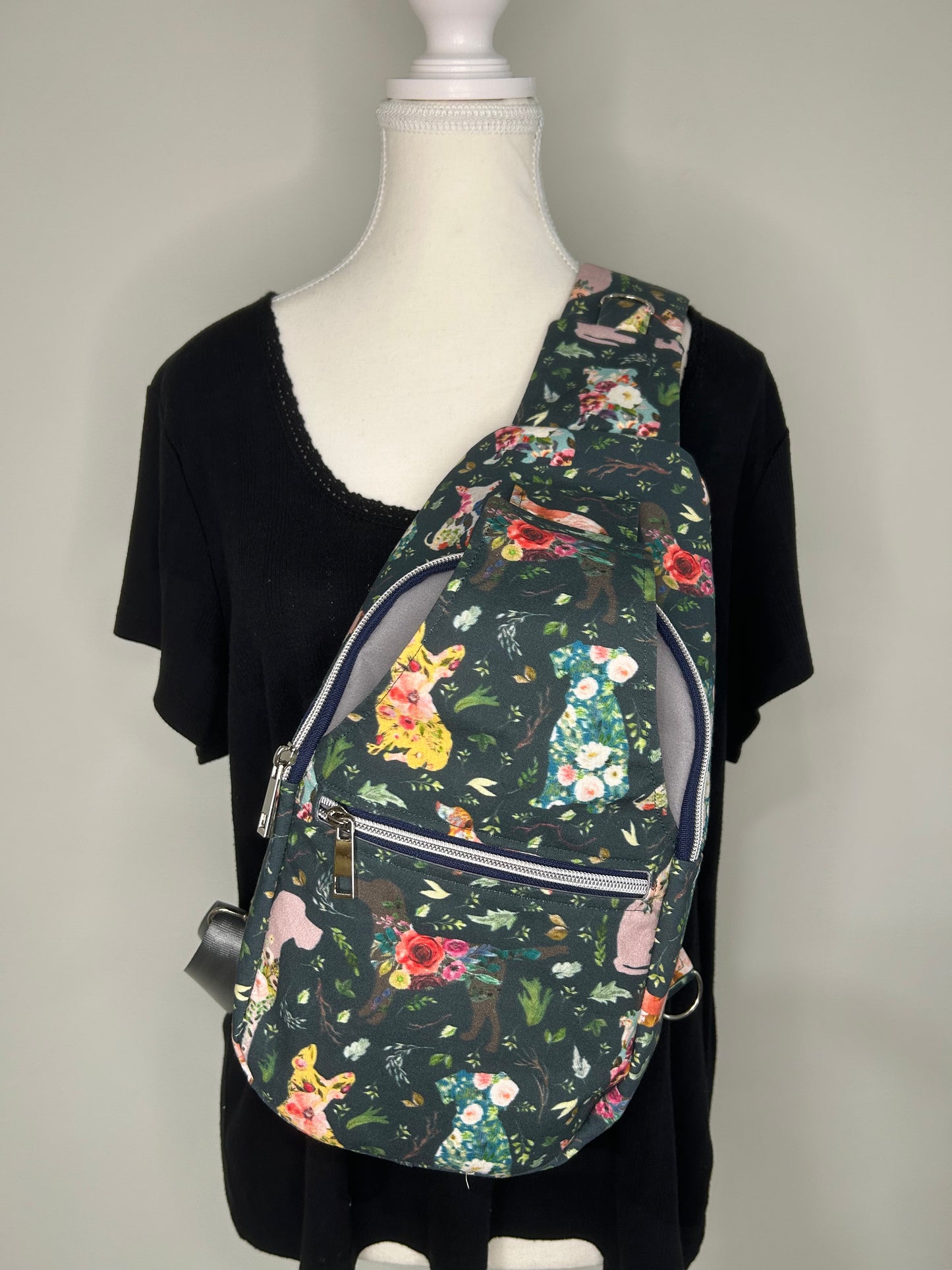 Floral Pups Retro Sling Bag