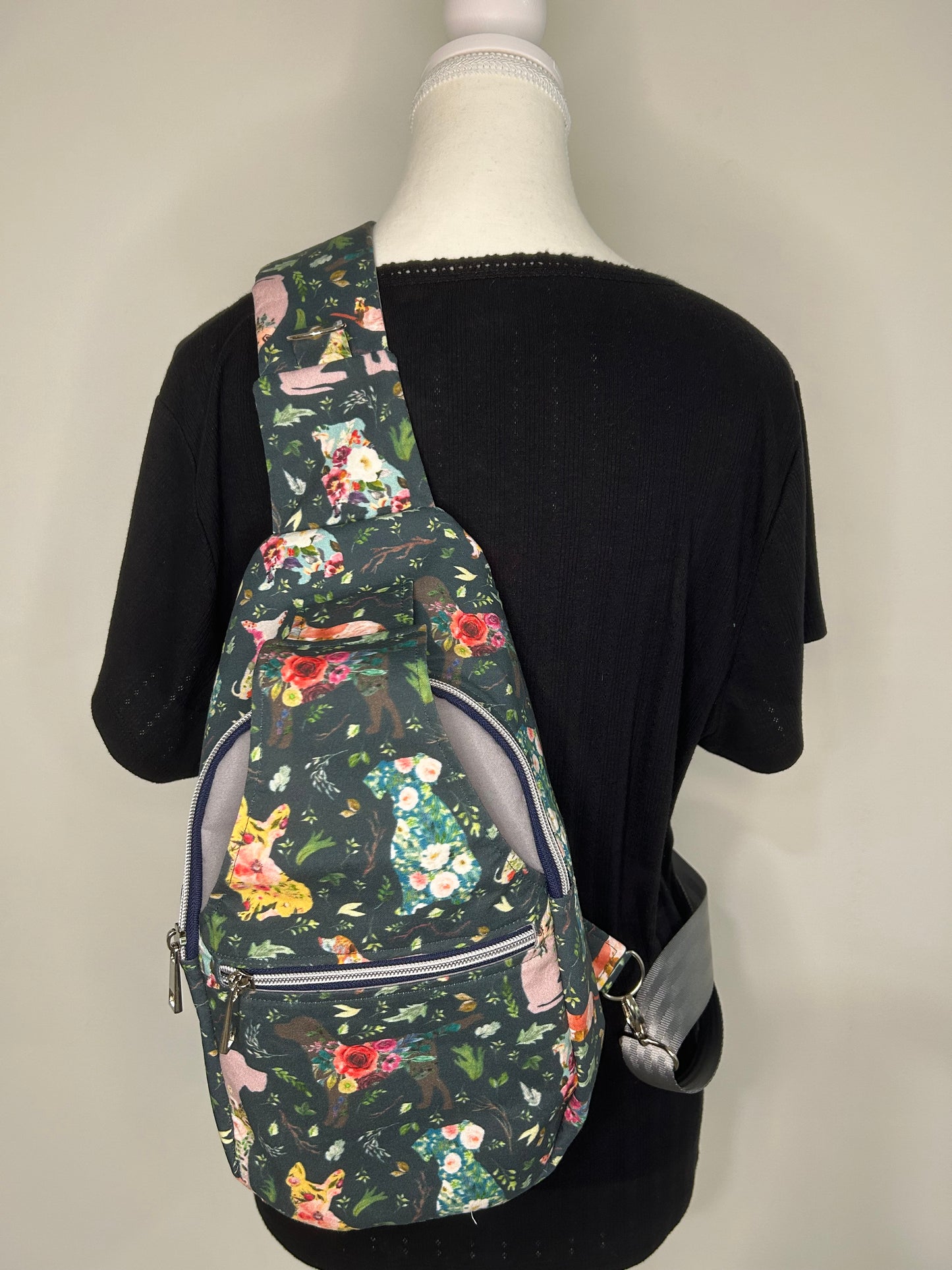 Floral Pups Retro Sling Bag