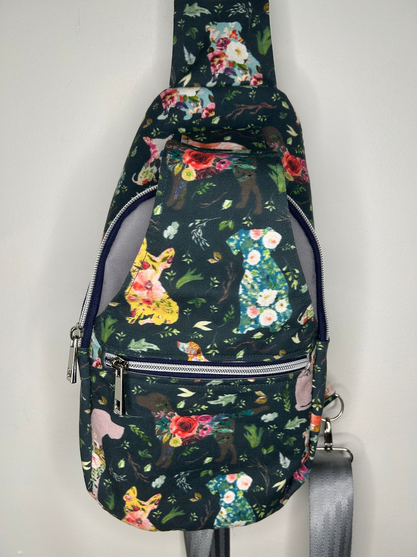 Floral Pups Retro Sling Bag