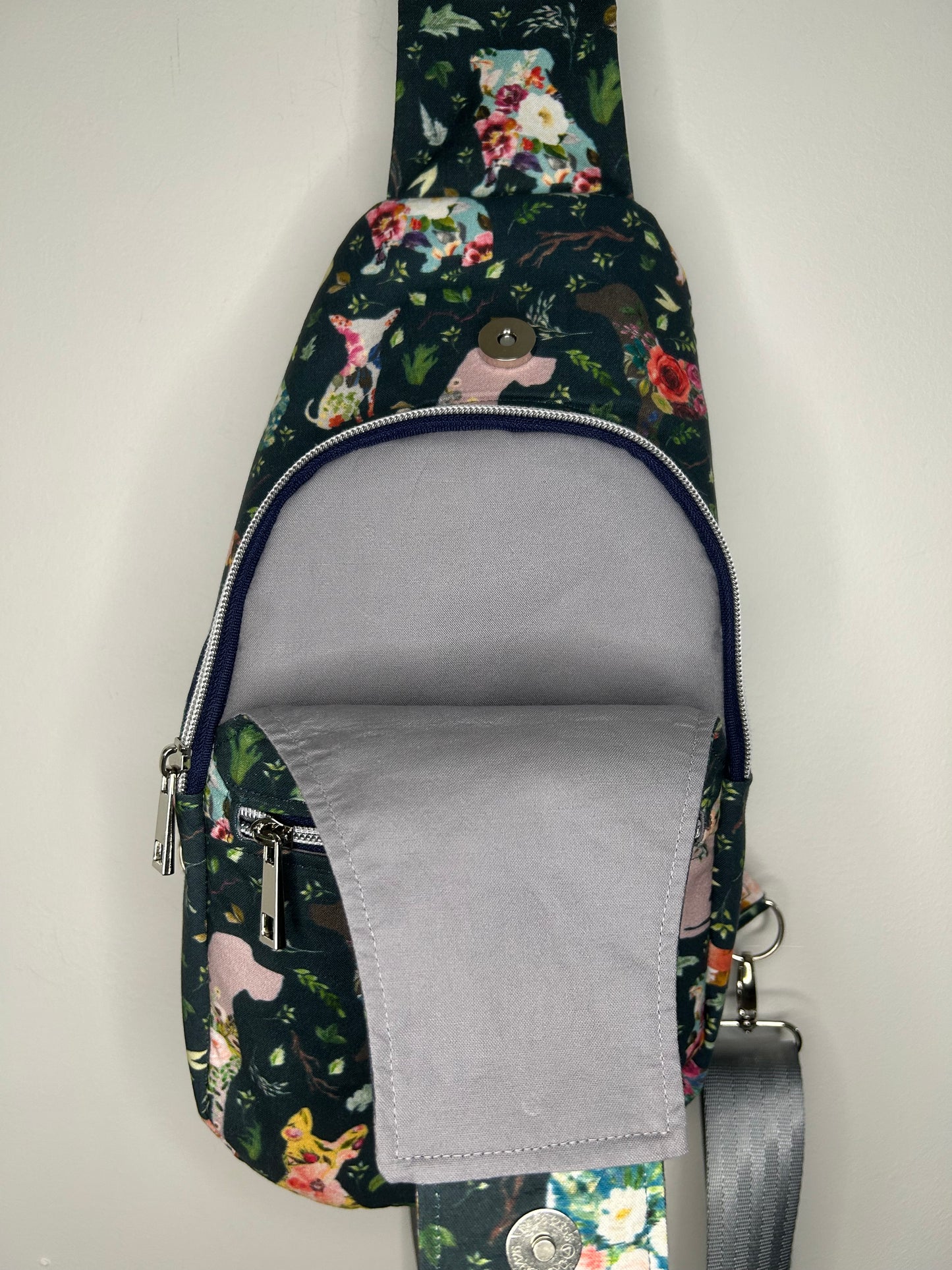 Floral Pups Retro Sling Bag
