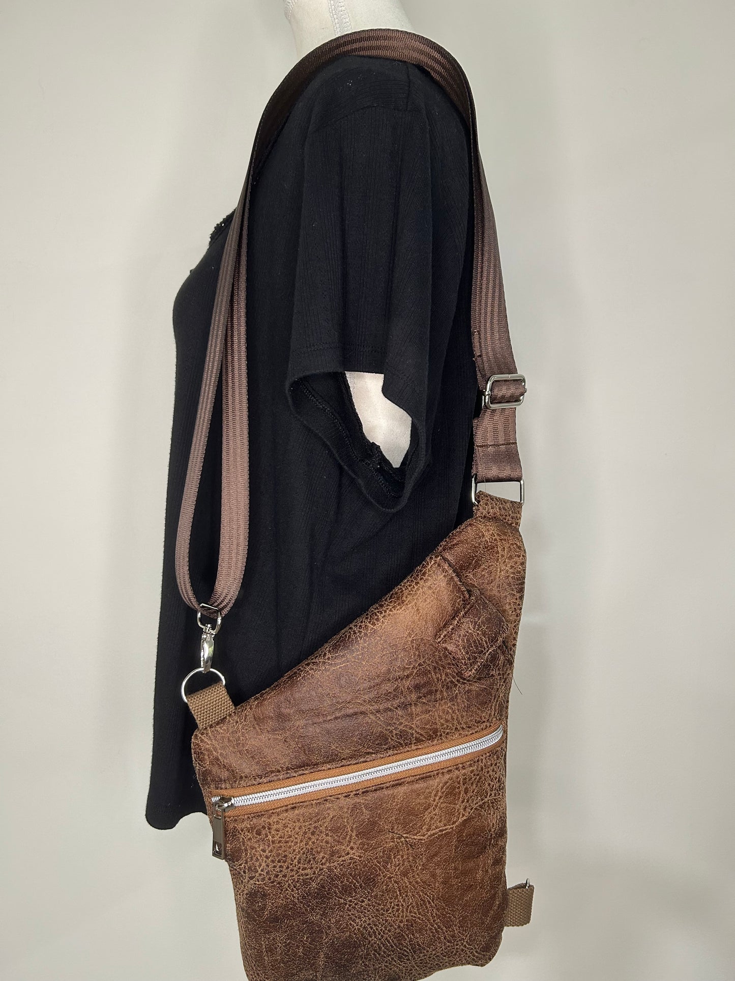 Unisex Faux Leather Concealed Carry Convertible Sling Bag