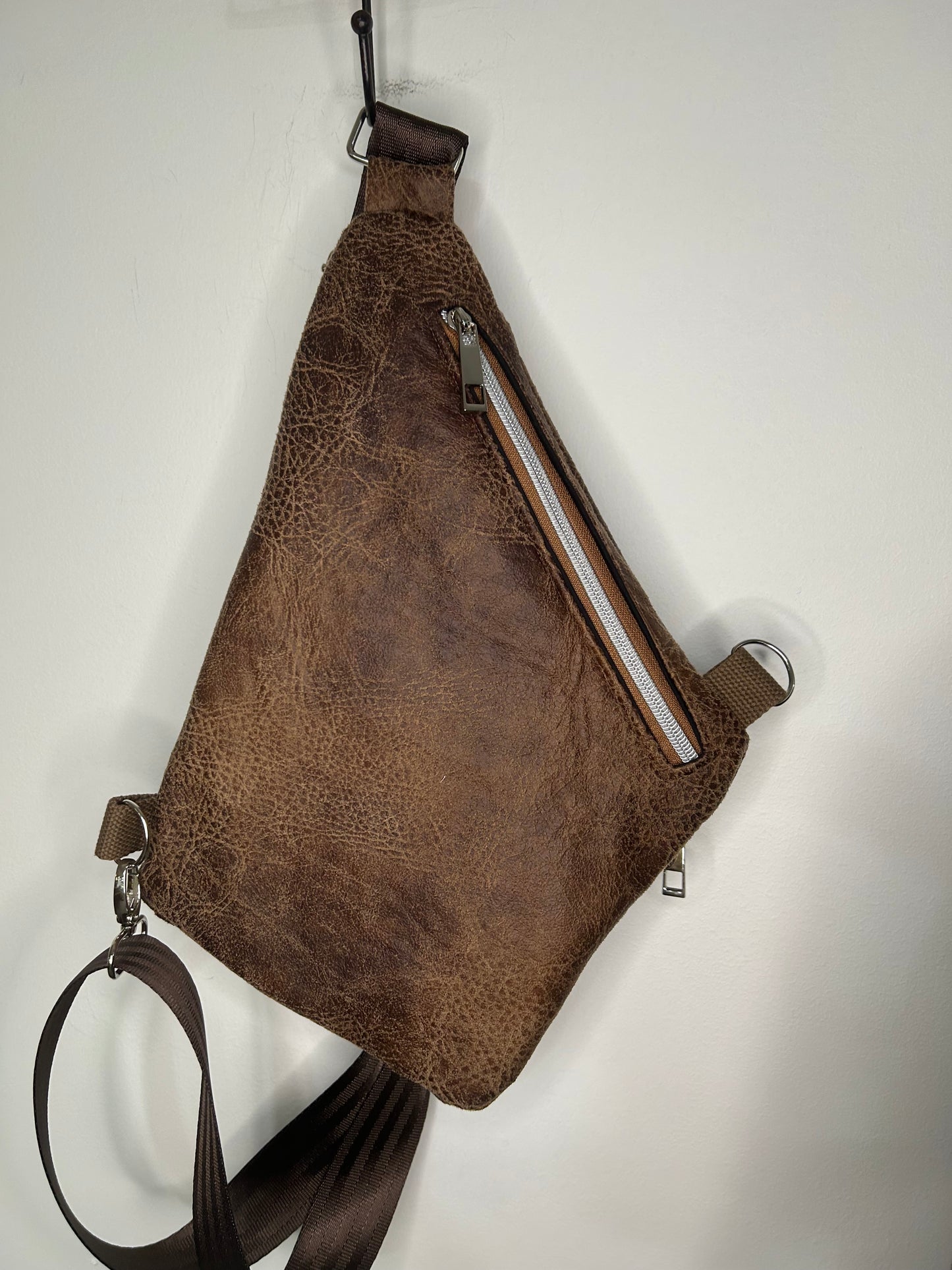 Unisex Faux Leather Concealed Carry Convertible Sling Bag