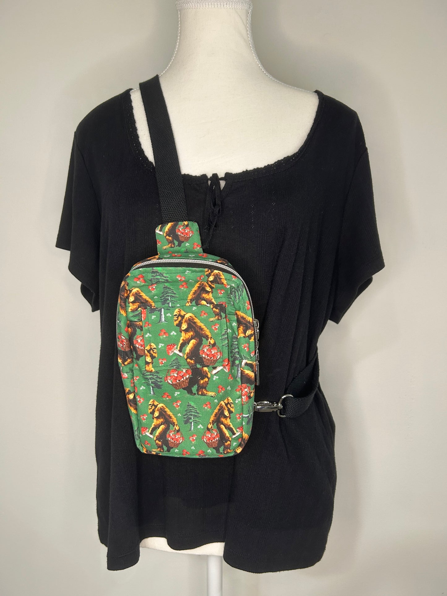 Mushroom Hunting Bigfoot Small Quiver Sling Bag