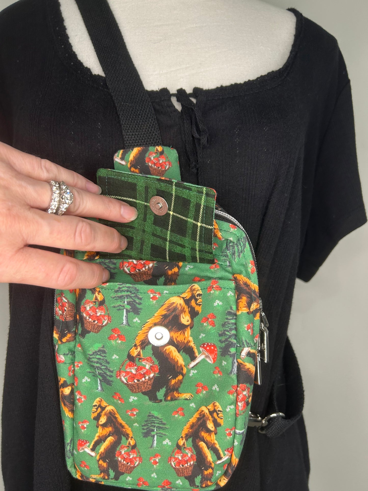 Mushroom Hunting Bigfoot Small Quiver Sling Bag