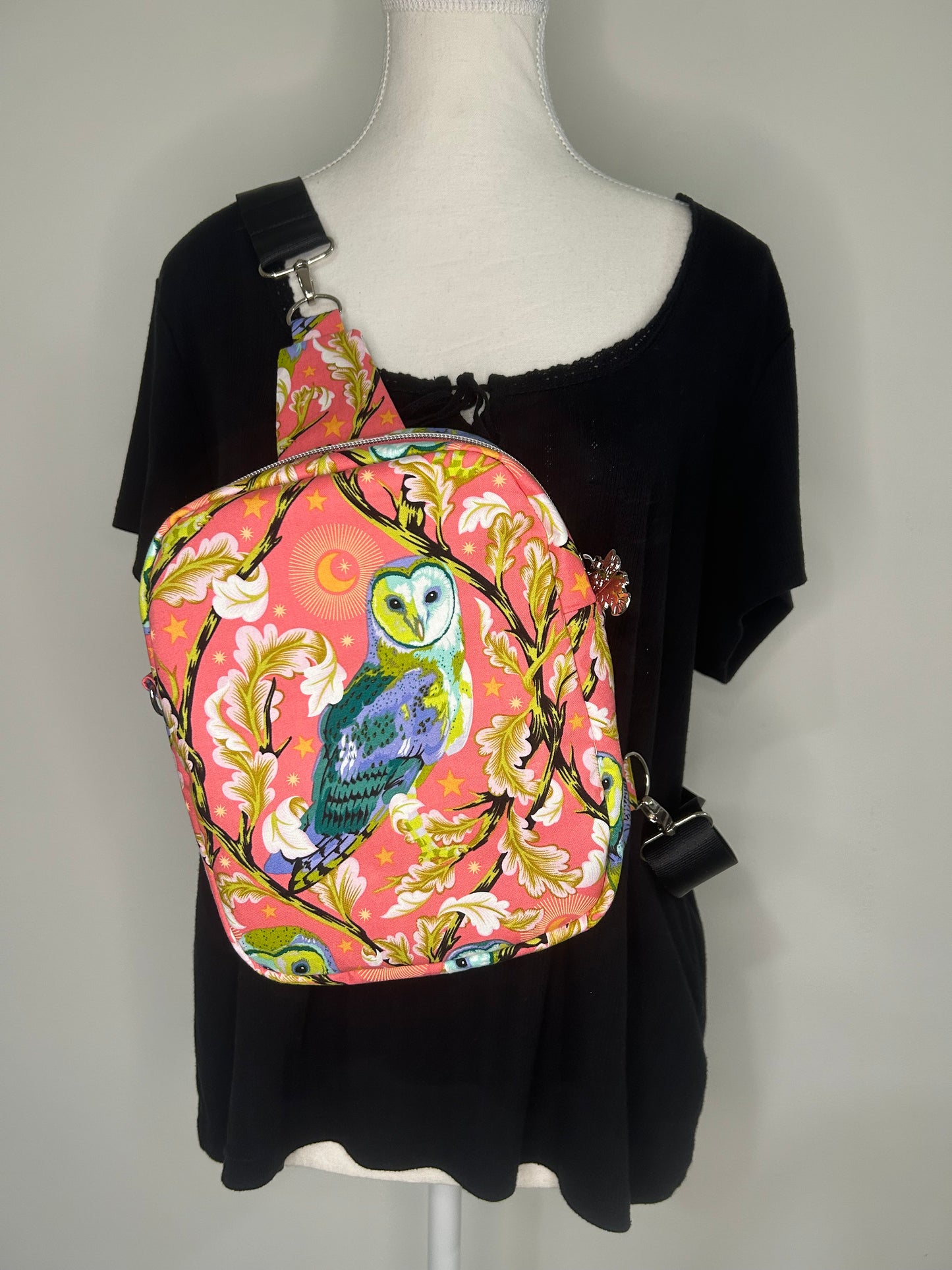 Handmade Hoot Tula Pink Pebble Convertible Owl Bag