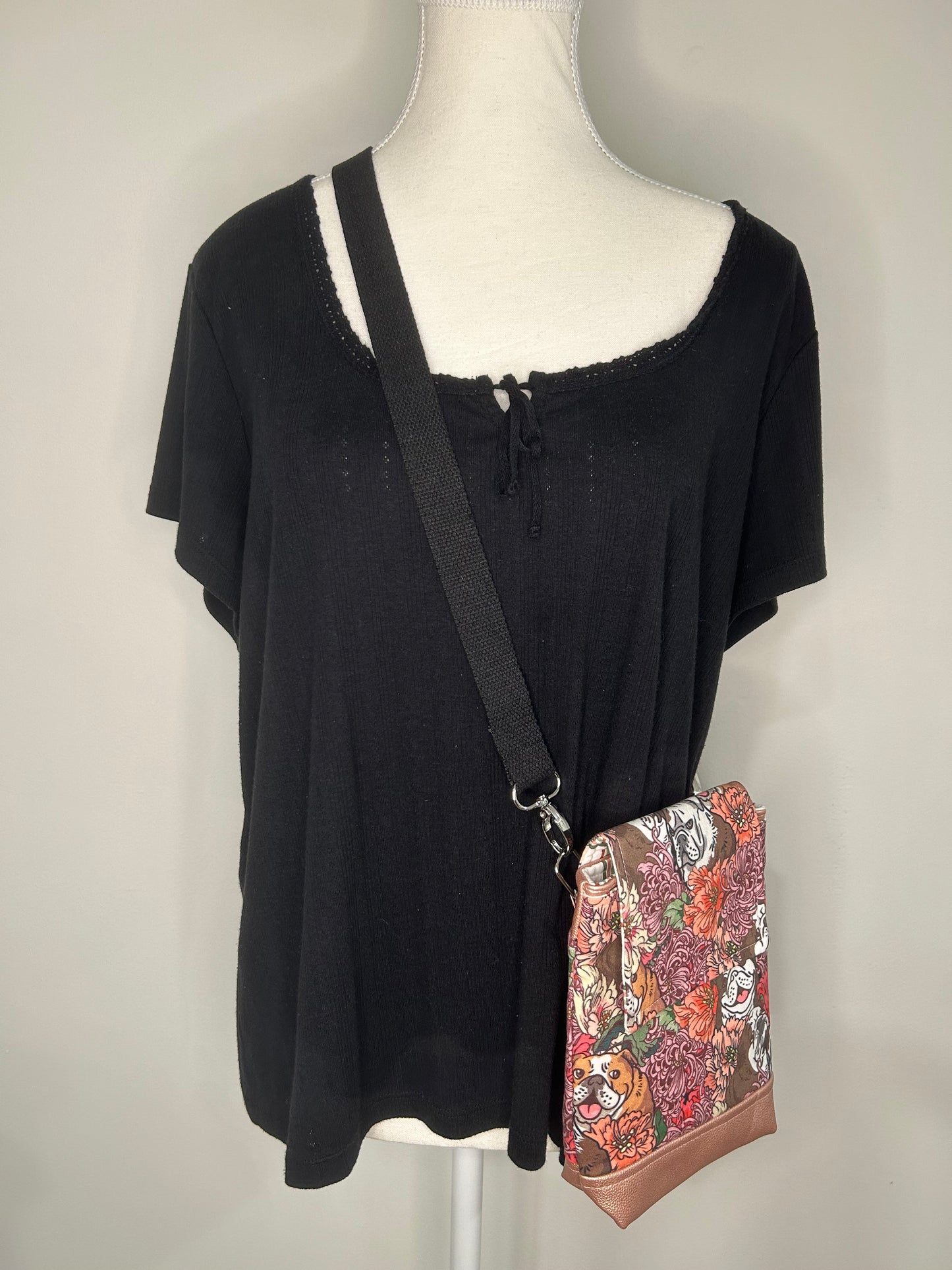 Bulldog’s in the Flower Garden Vignette Crossbody Bag