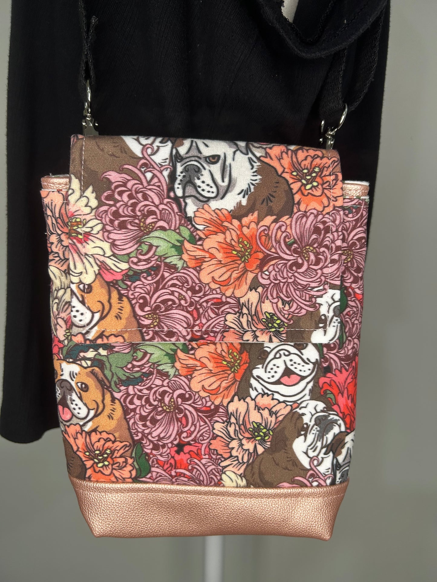 Bulldog’s in the Flower Garden Vignette Crossbody Bag