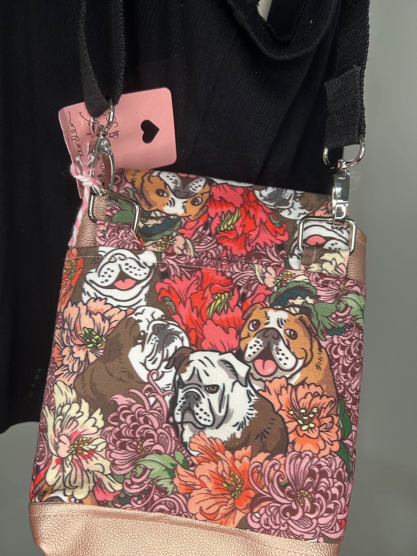 Bulldog’s in the Flower Garden Vignette Crossbody Bag