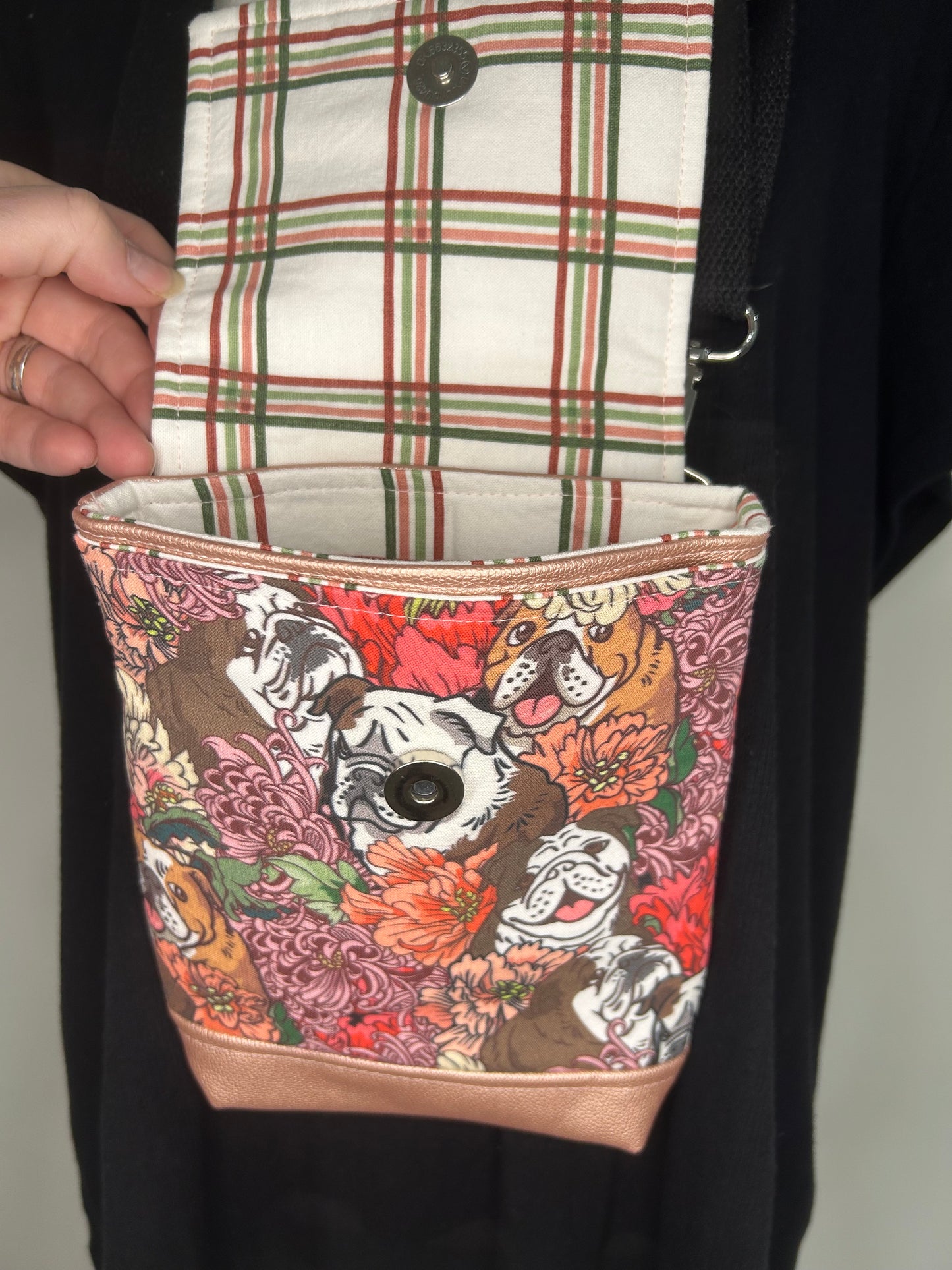 Bulldog’s in the Flower Garden Vignette Crossbody Bag
