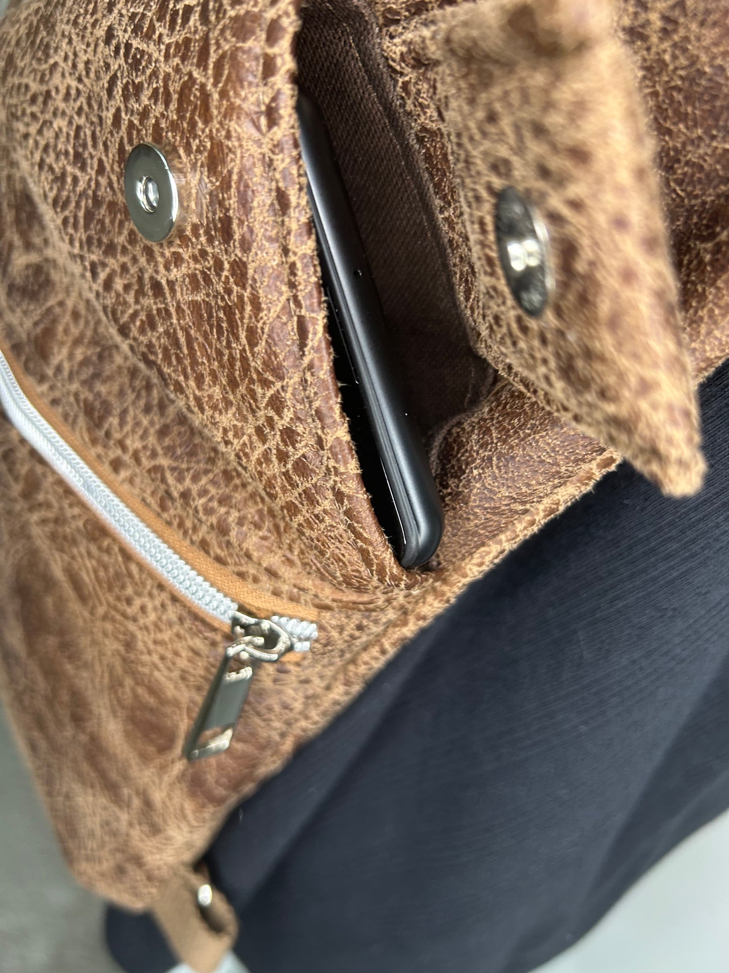 Handmade Weathered Vinyl Traveler Convertible Sling Bag