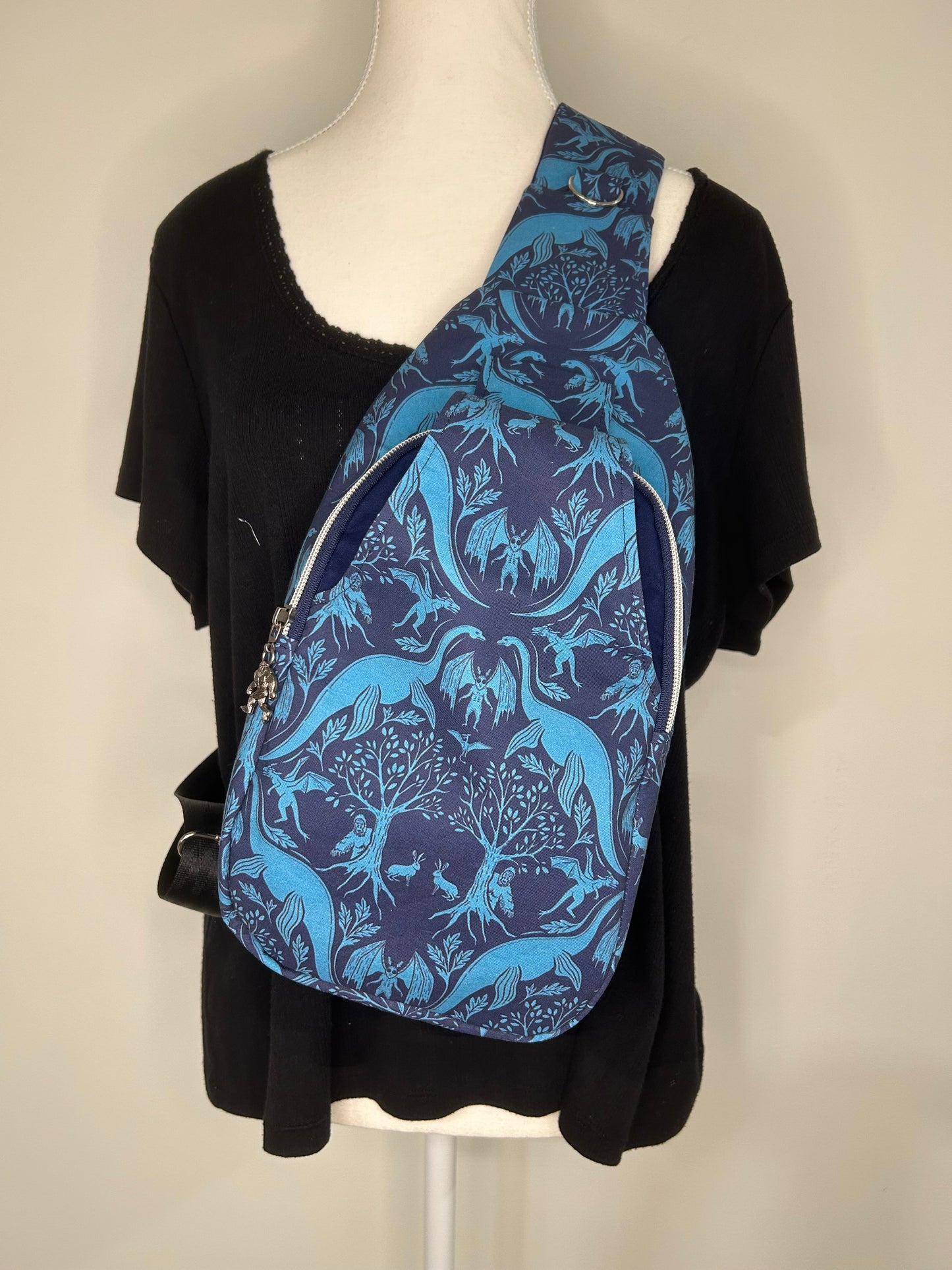 Handmade Unisex Cryptid Friends Retro Sling Bag