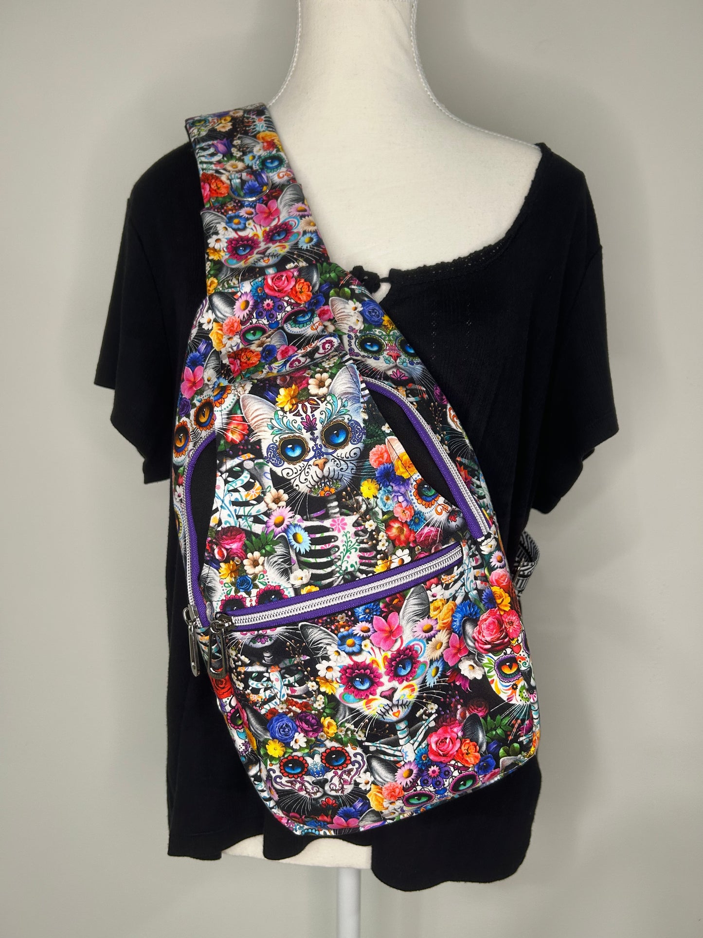 Day of the Dead Kitty Retro Sling Bag