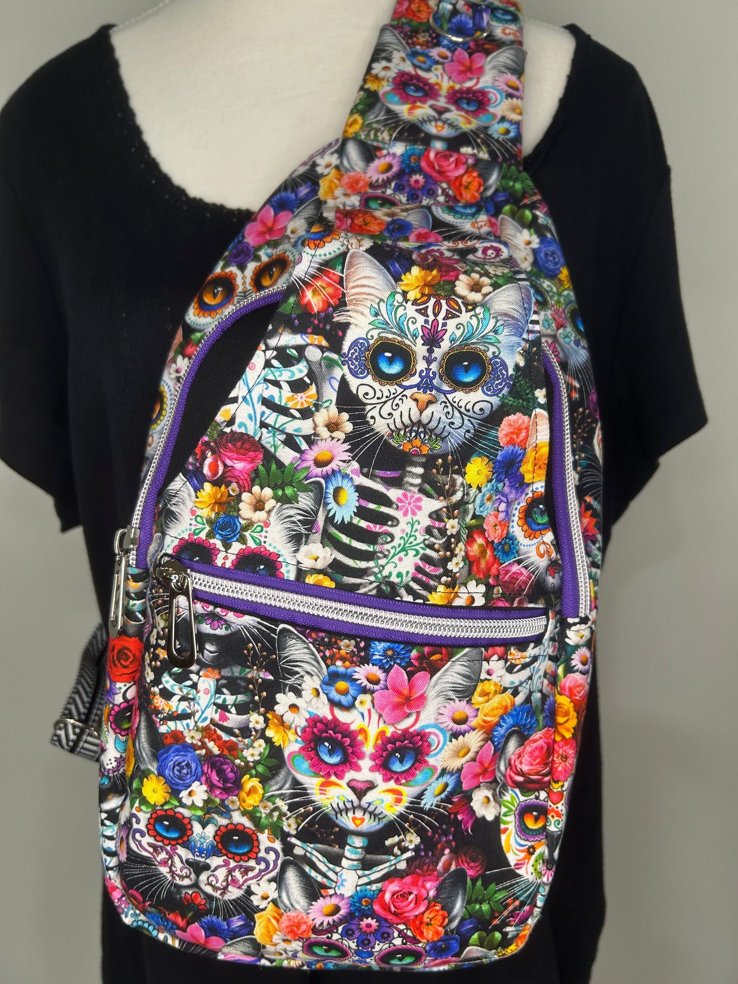 Day of the Dead Kitty Retro Sling Bag