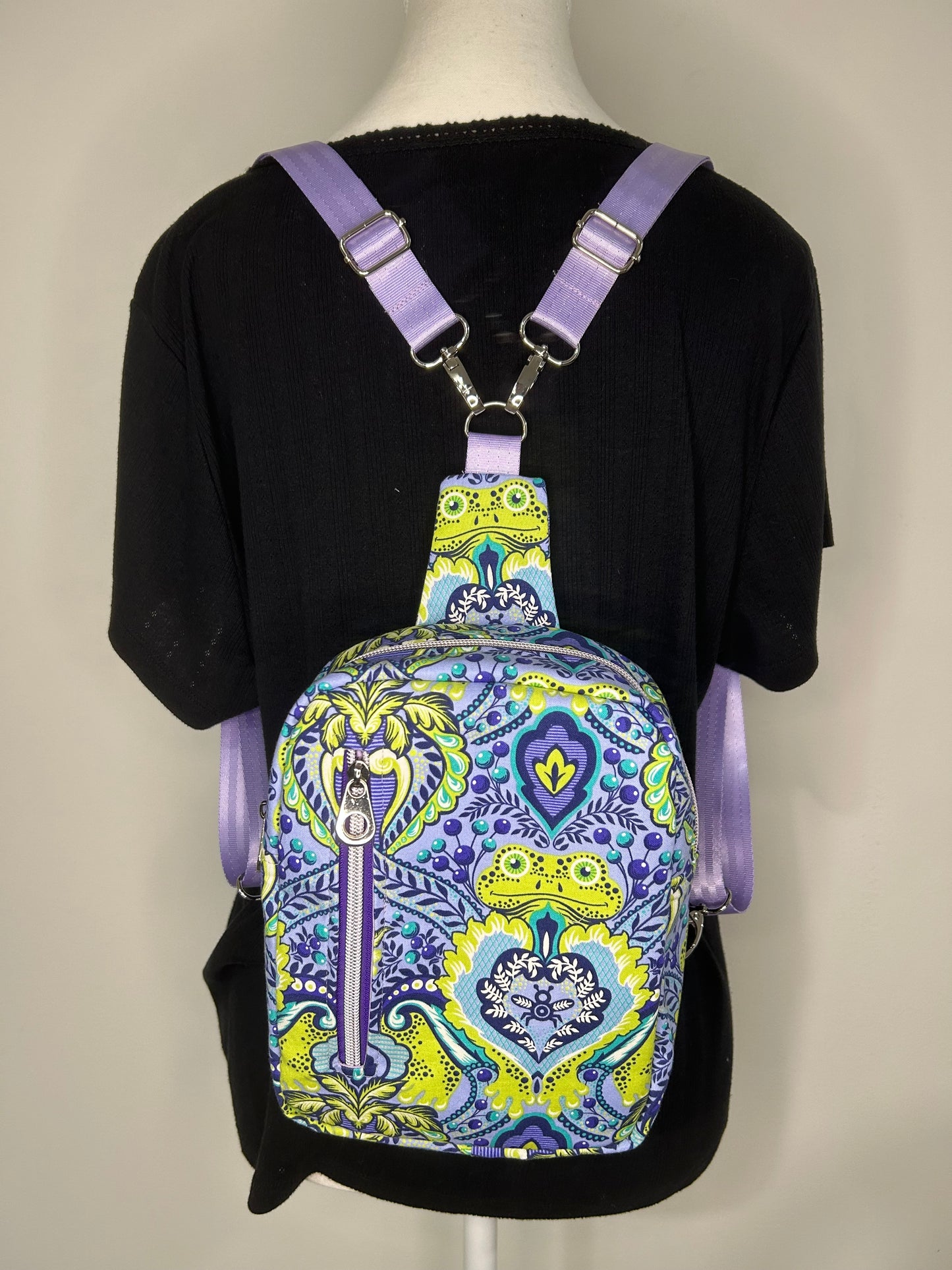 RARE Handmade Retired Tula Pink Frog Prince Pebble Sling Convertible to Backpack
