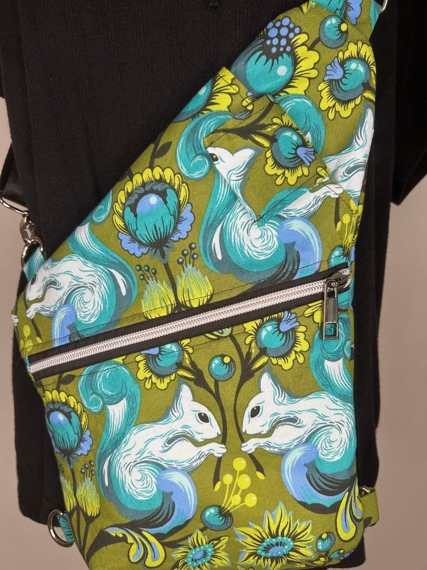 RARE Squirreling Around Convertible Traveler Sling Bag