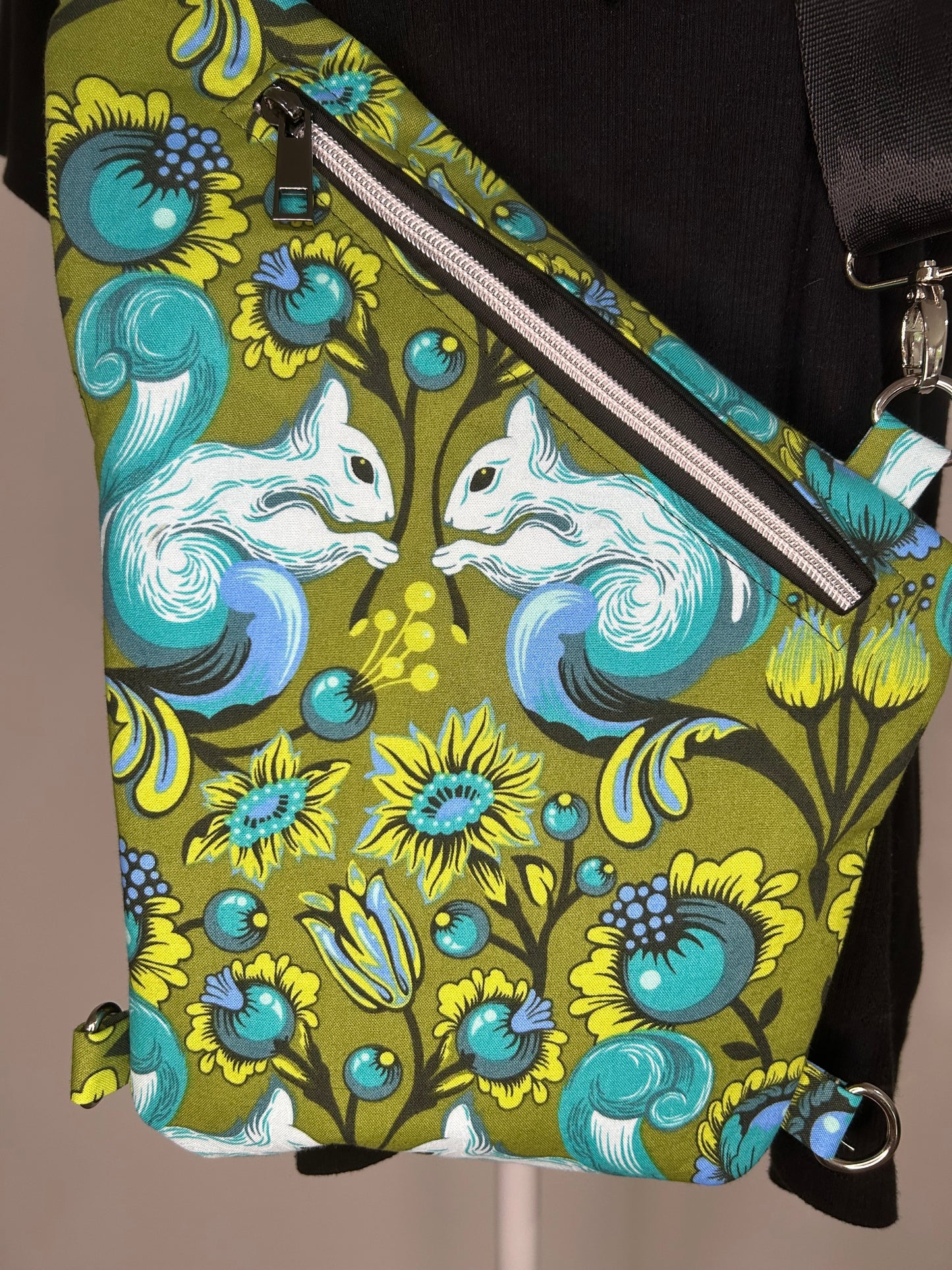 RARE Squirreling Around Convertible Traveler Sling Bag
