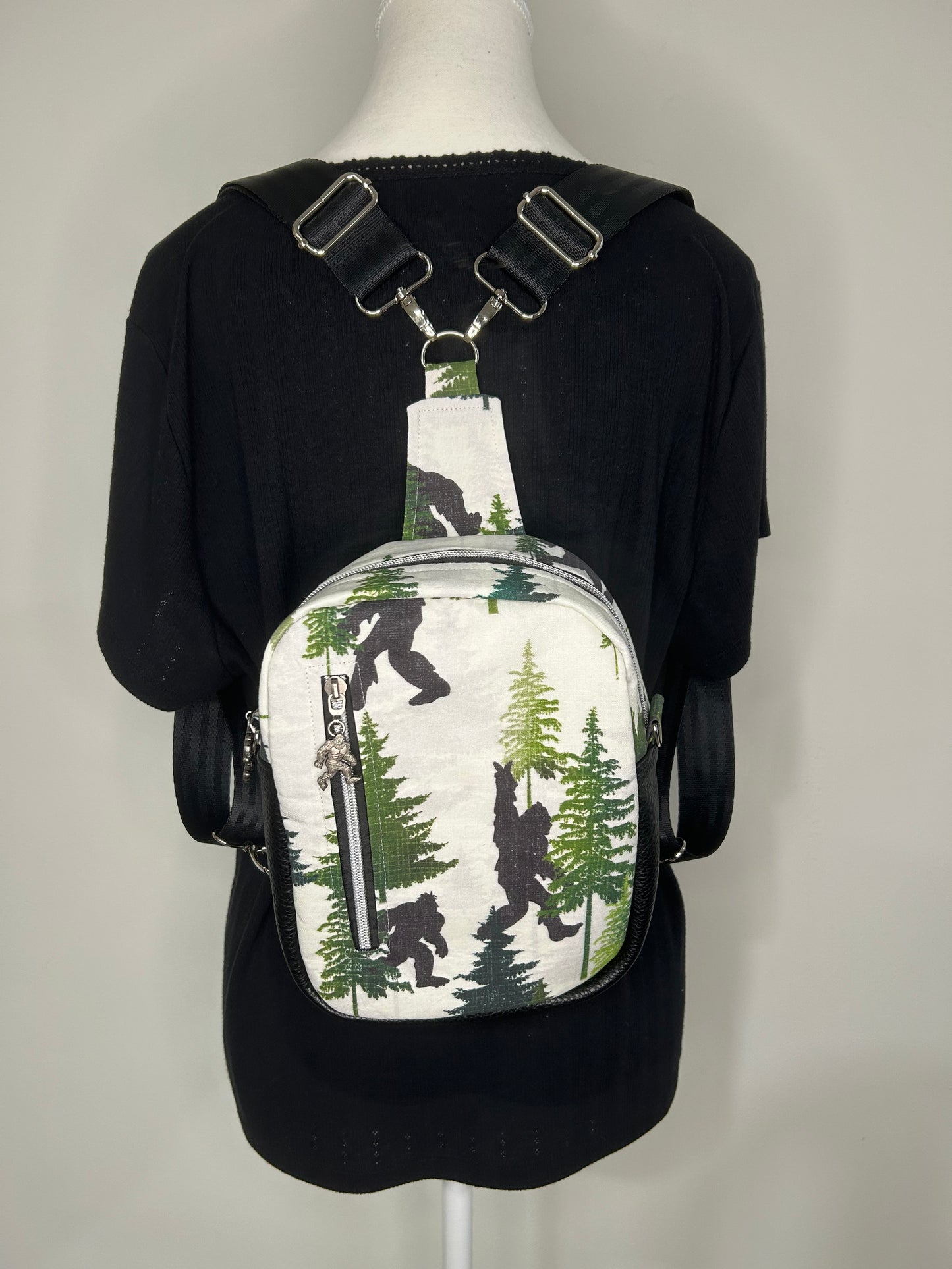 Handmade Peace Out Bigfoot 4 in 1 Convertible Pebble Sling Bag