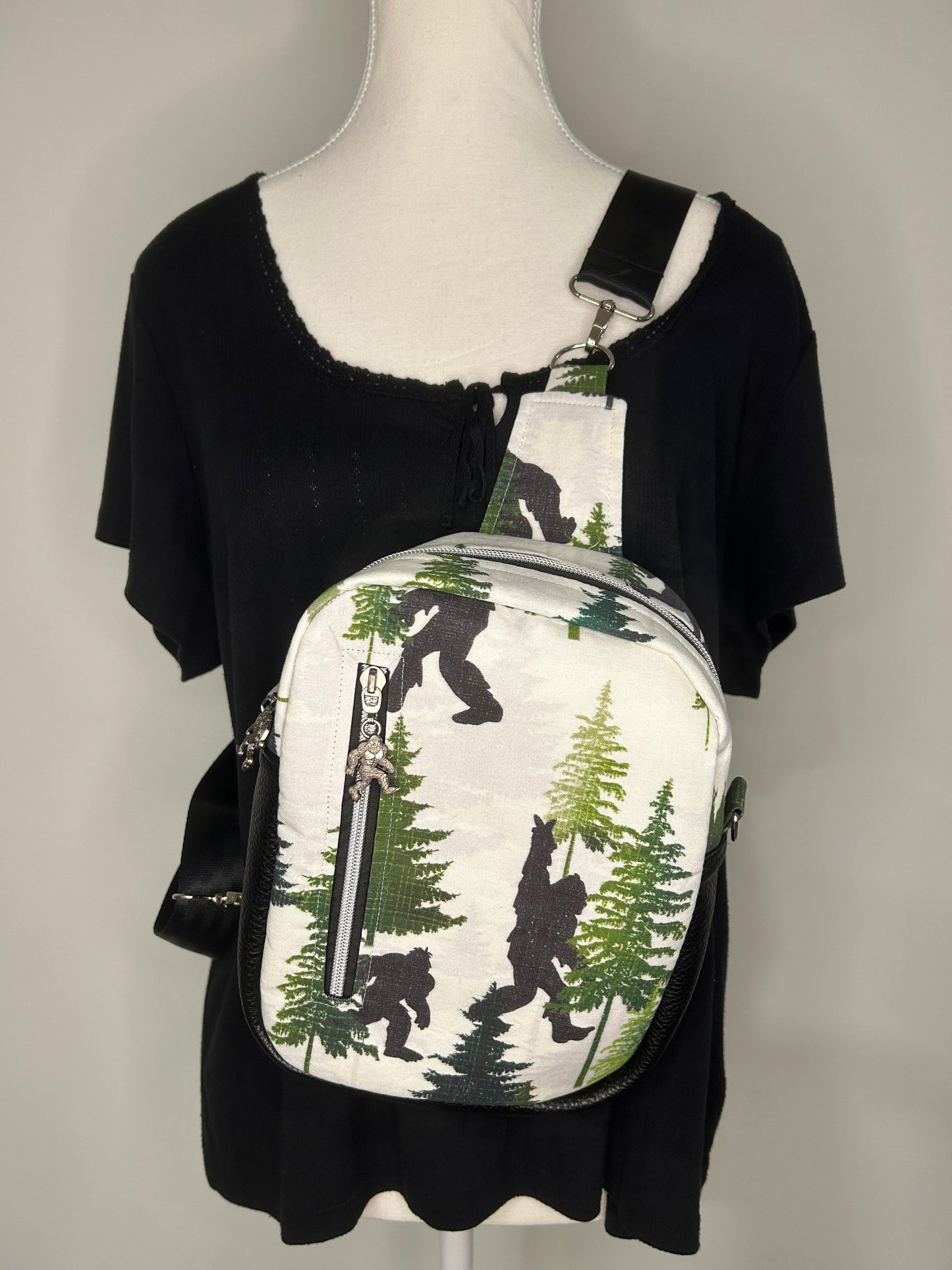 Handmade Peace Out Bigfoot 4 in 1 Convertible Pebble Sling Bag