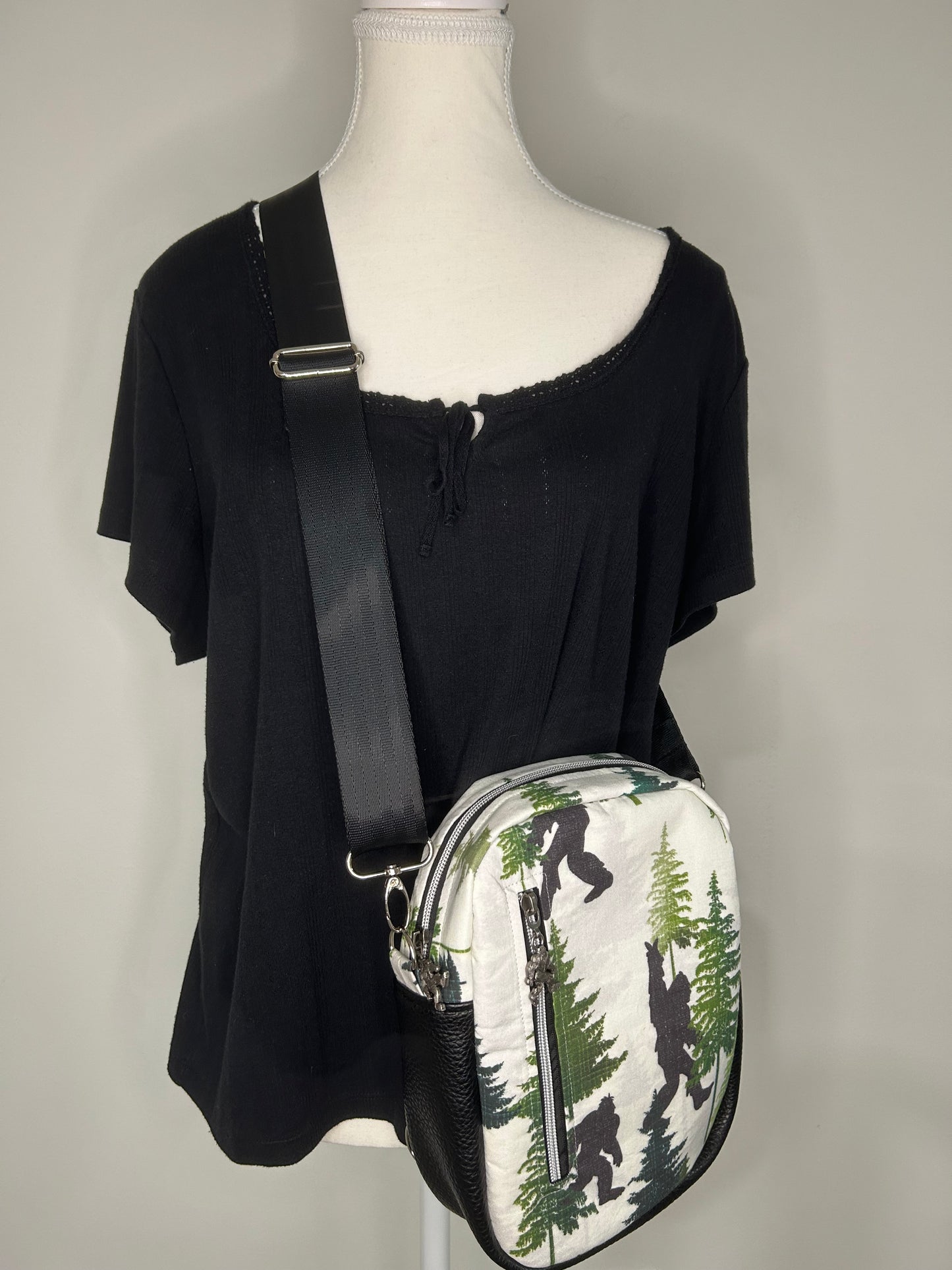 Handmade Peace Out Bigfoot 4 in 1 Convertible Pebble Sling Bag