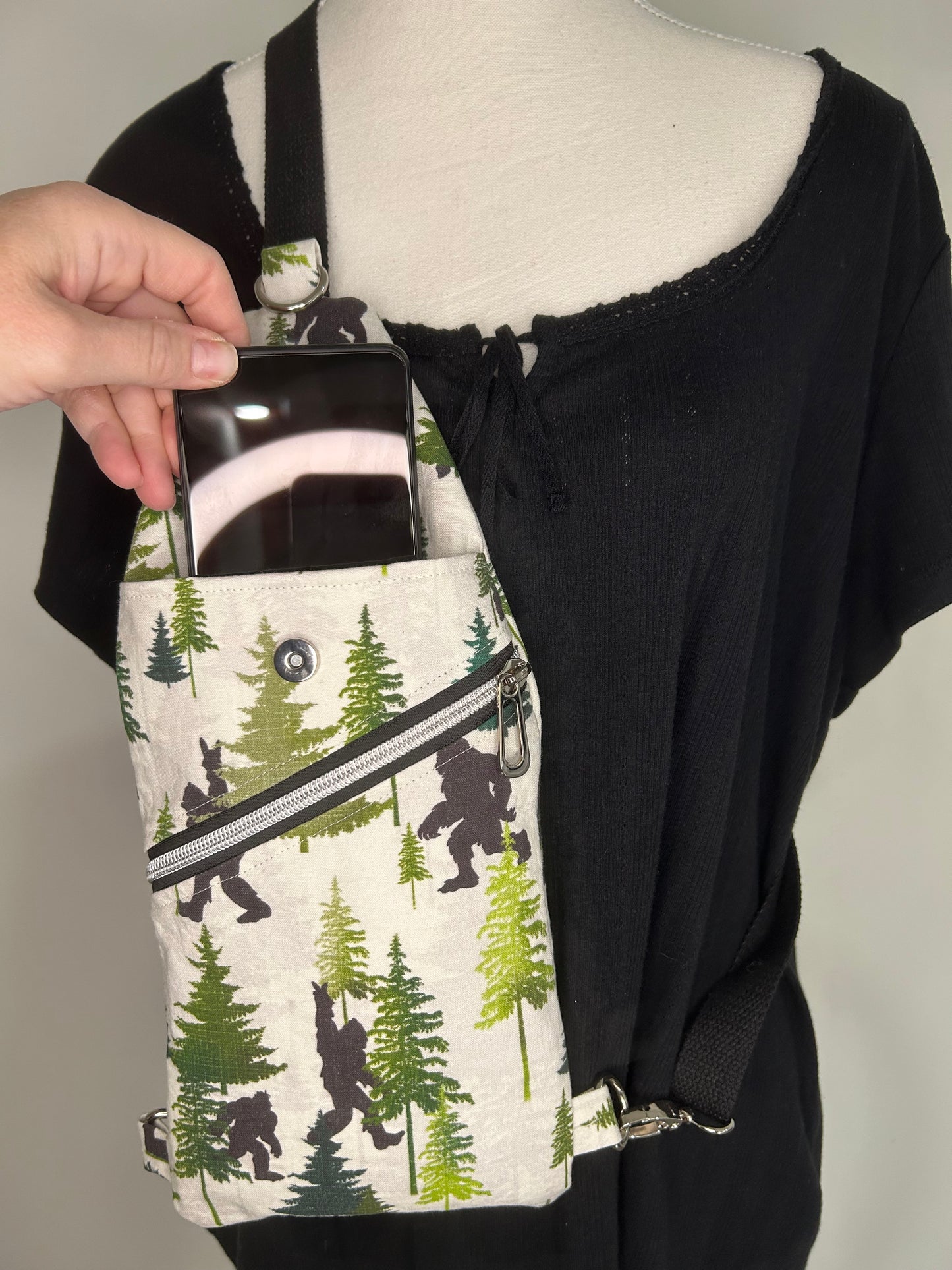Handmade Peace Out Bigfoot Mini Traveler Sling Bag