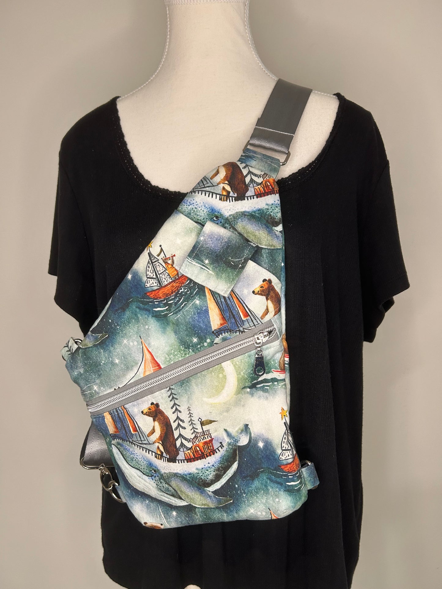 Handmade Rough Seas Traveler Convertible Sling Bag