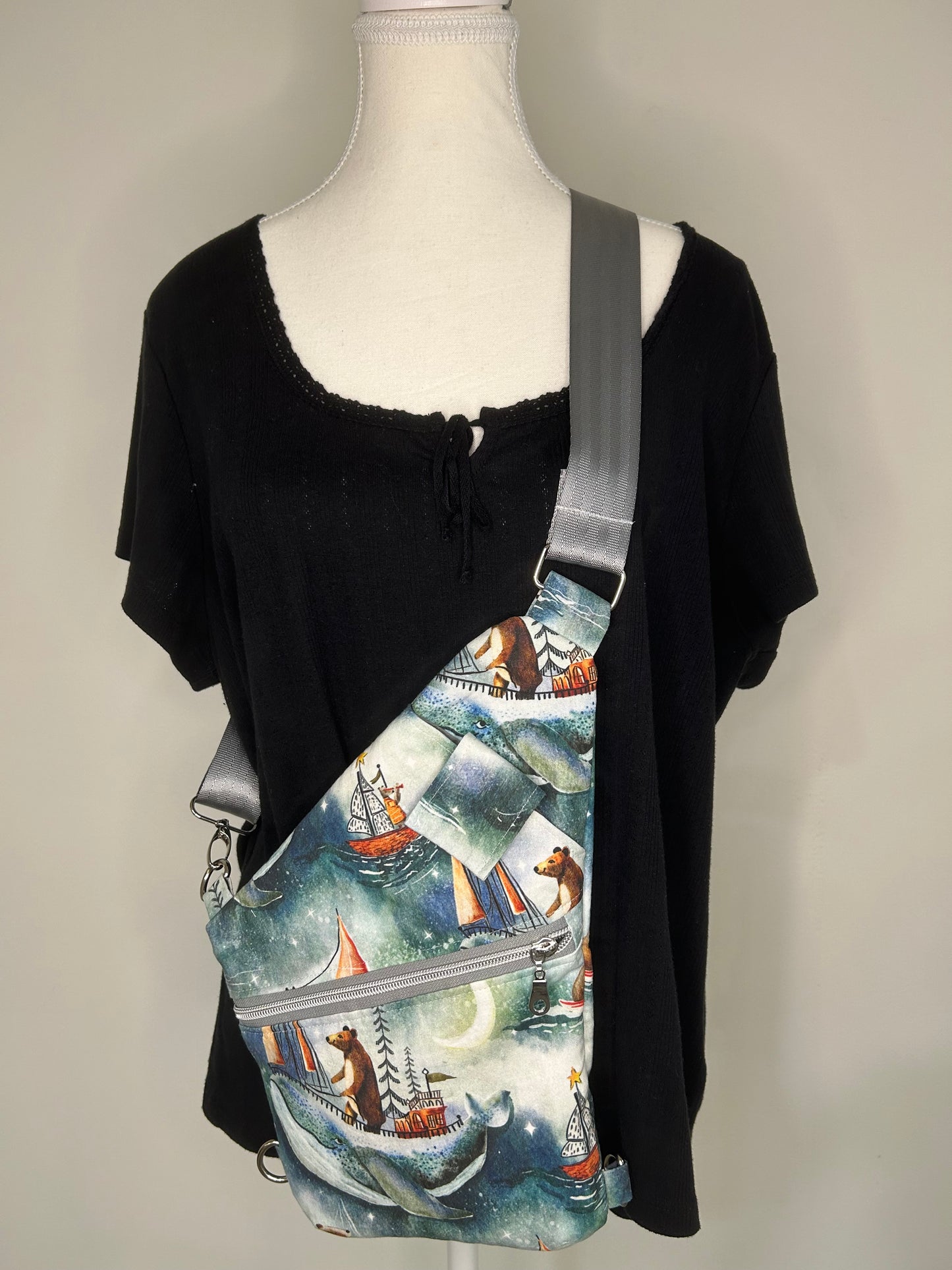 Handmade Rough Seas Traveler Convertible Sling Bag