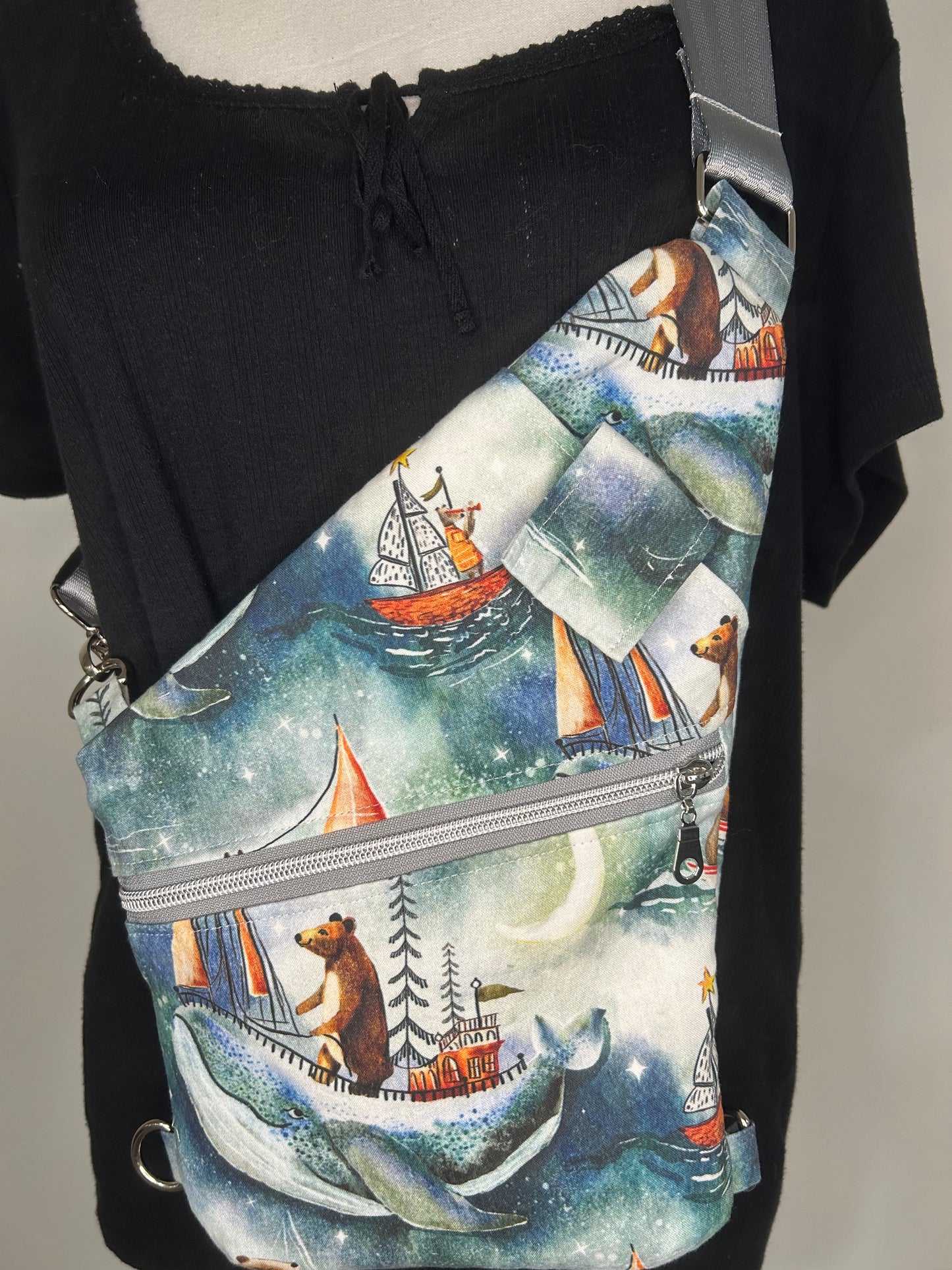 Handmade Rough Seas Traveler Convertible Sling Bag