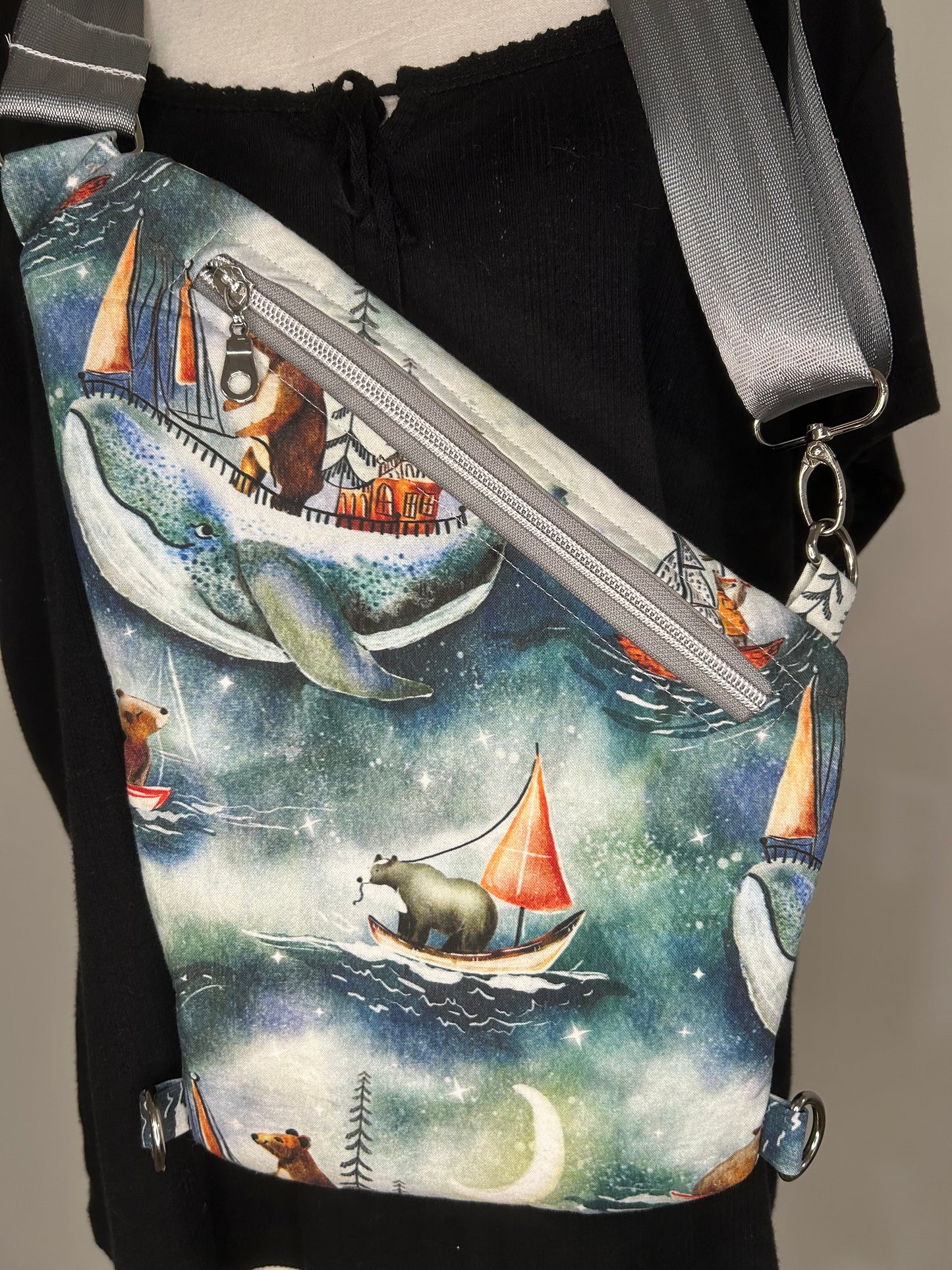 Handmade Rough Seas Traveler Convertible Sling Bag