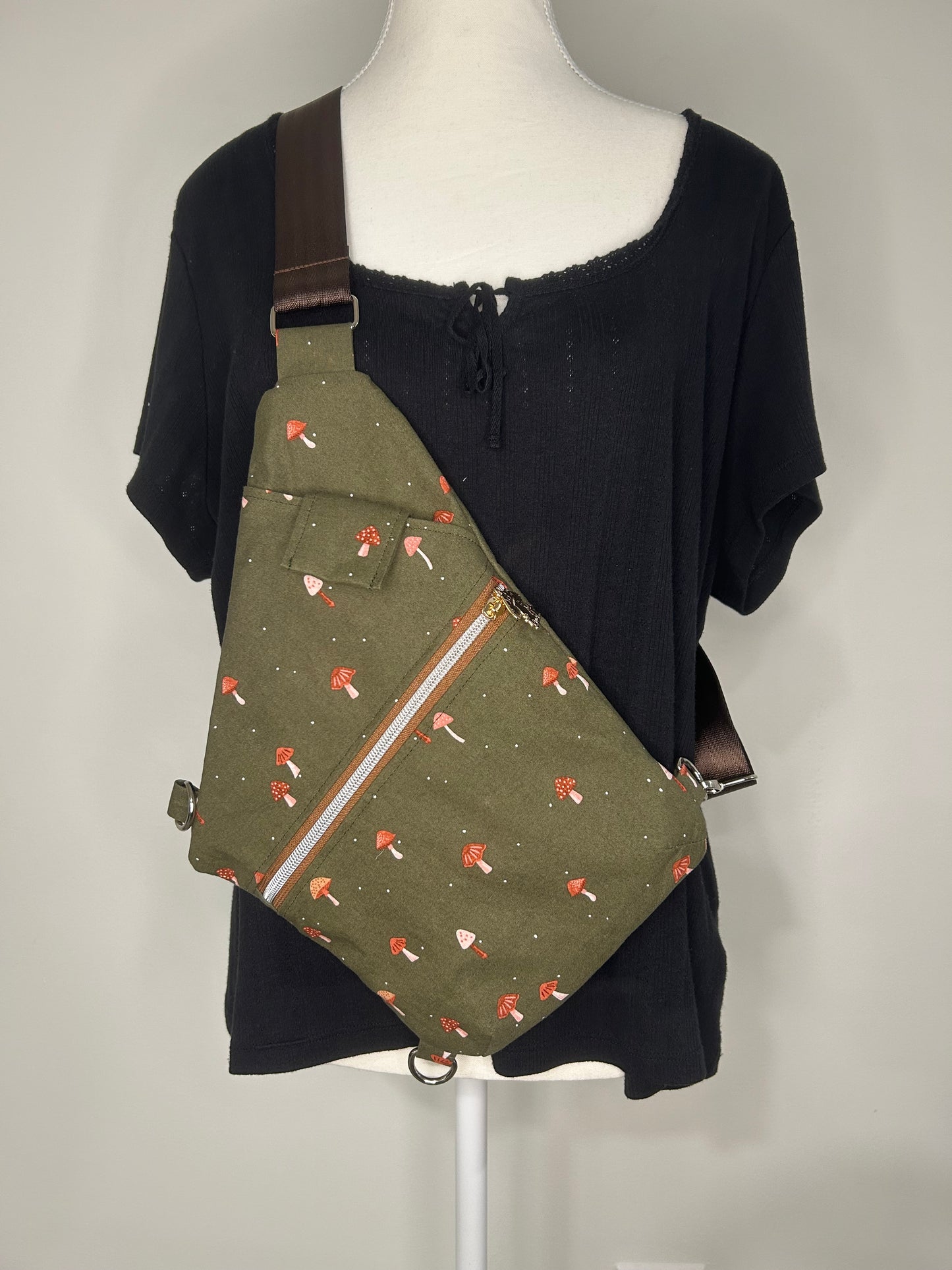Handmade Mushroom Traveler Convertible Sling Bag