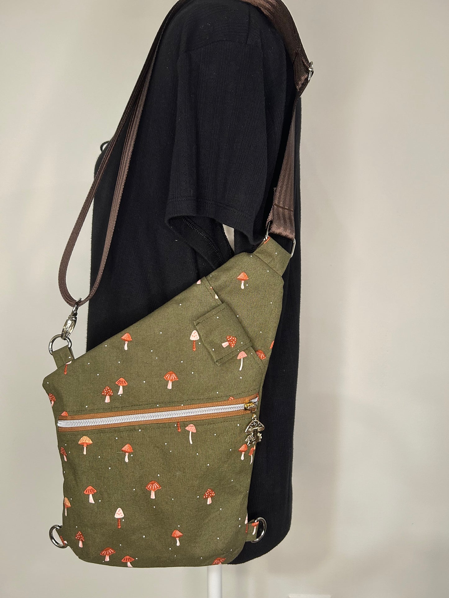 Handmade Mushroom Traveler Convertible Sling Bag