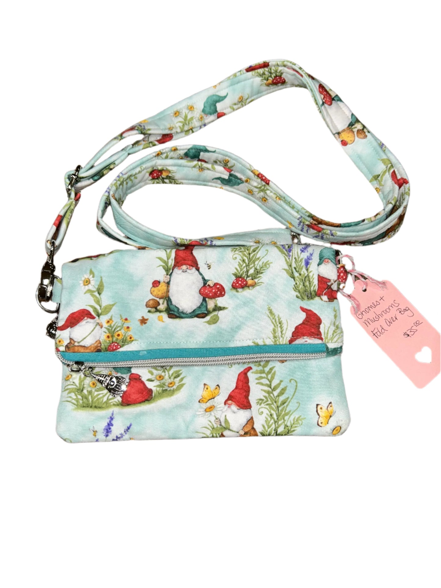 Gnomes and Mushrooms Fold Over Crossbody Bag