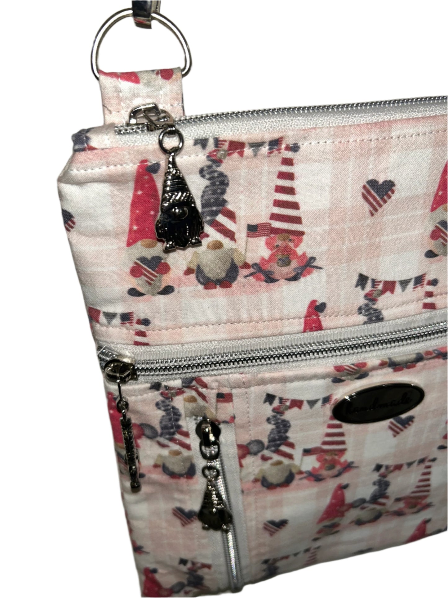 Gnome Me in the USA Triple Zip Crossbody Bag