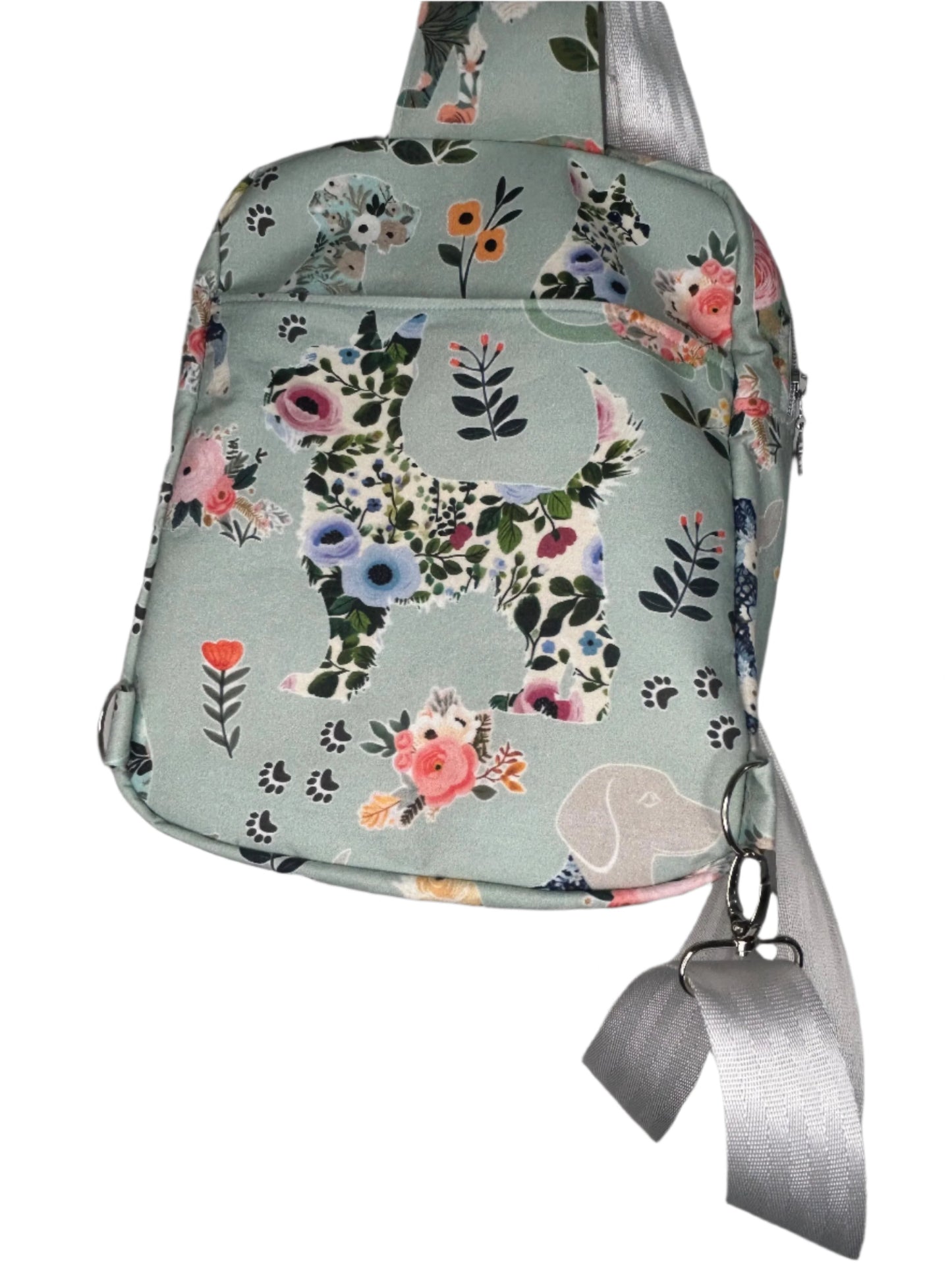Floral Pups Reporter Sling Bag