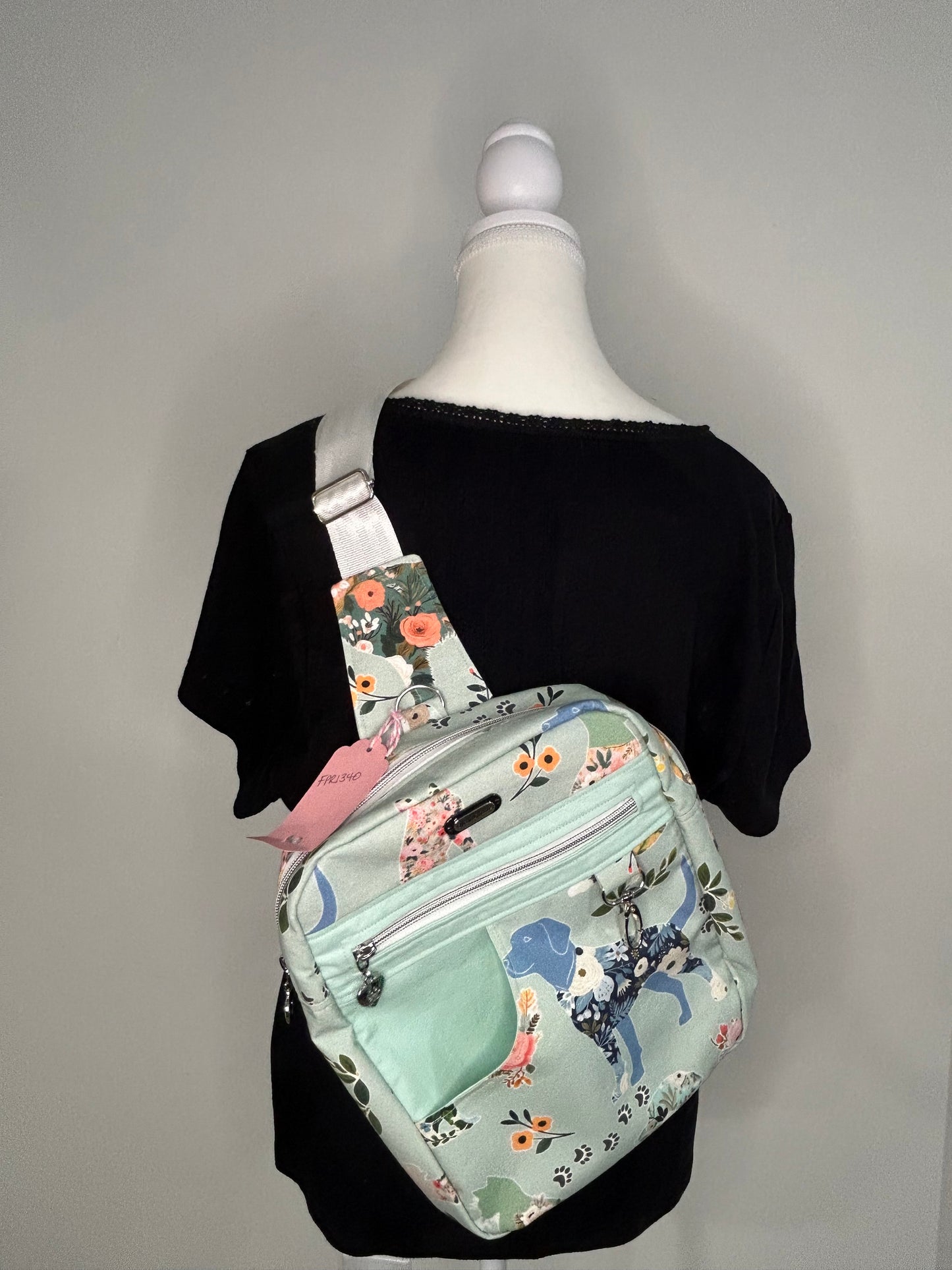 Floral Pups Reporter Sling Bag