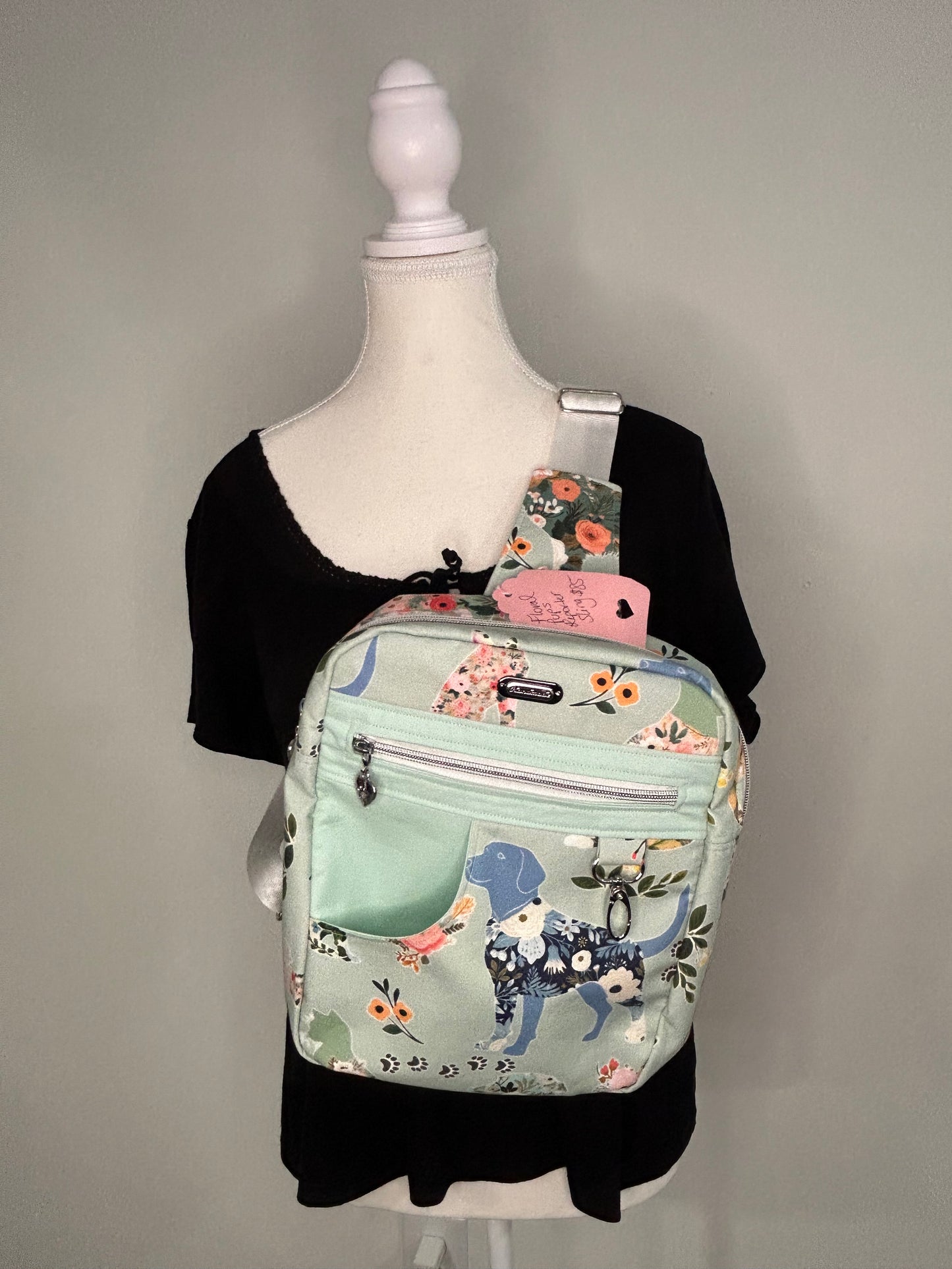 Floral Pups Reporter Sling Bag