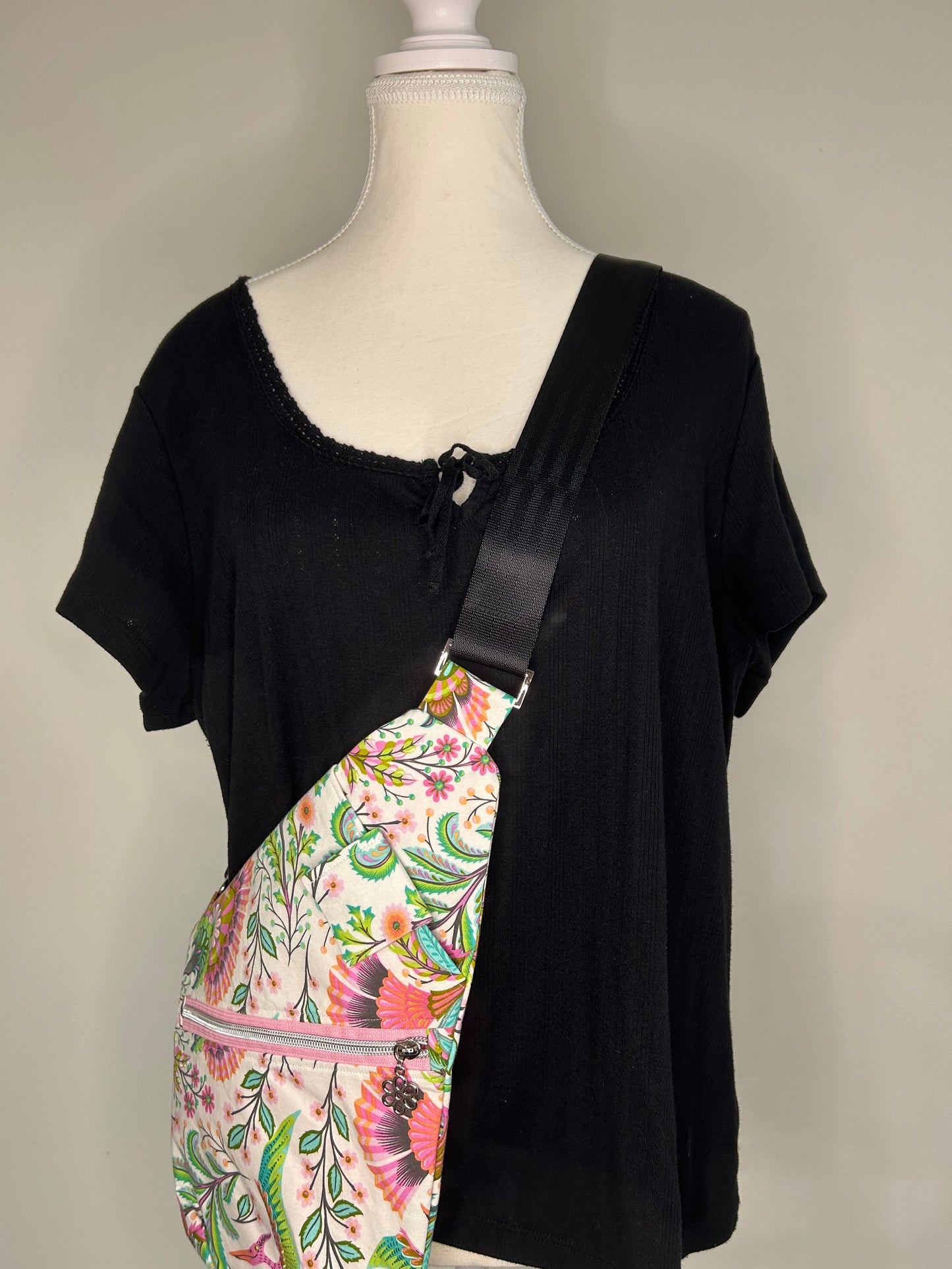 Floral Pterodactyl Convertible Traveler Bag