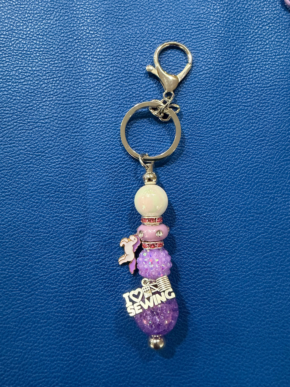 Sewing themed bag charm