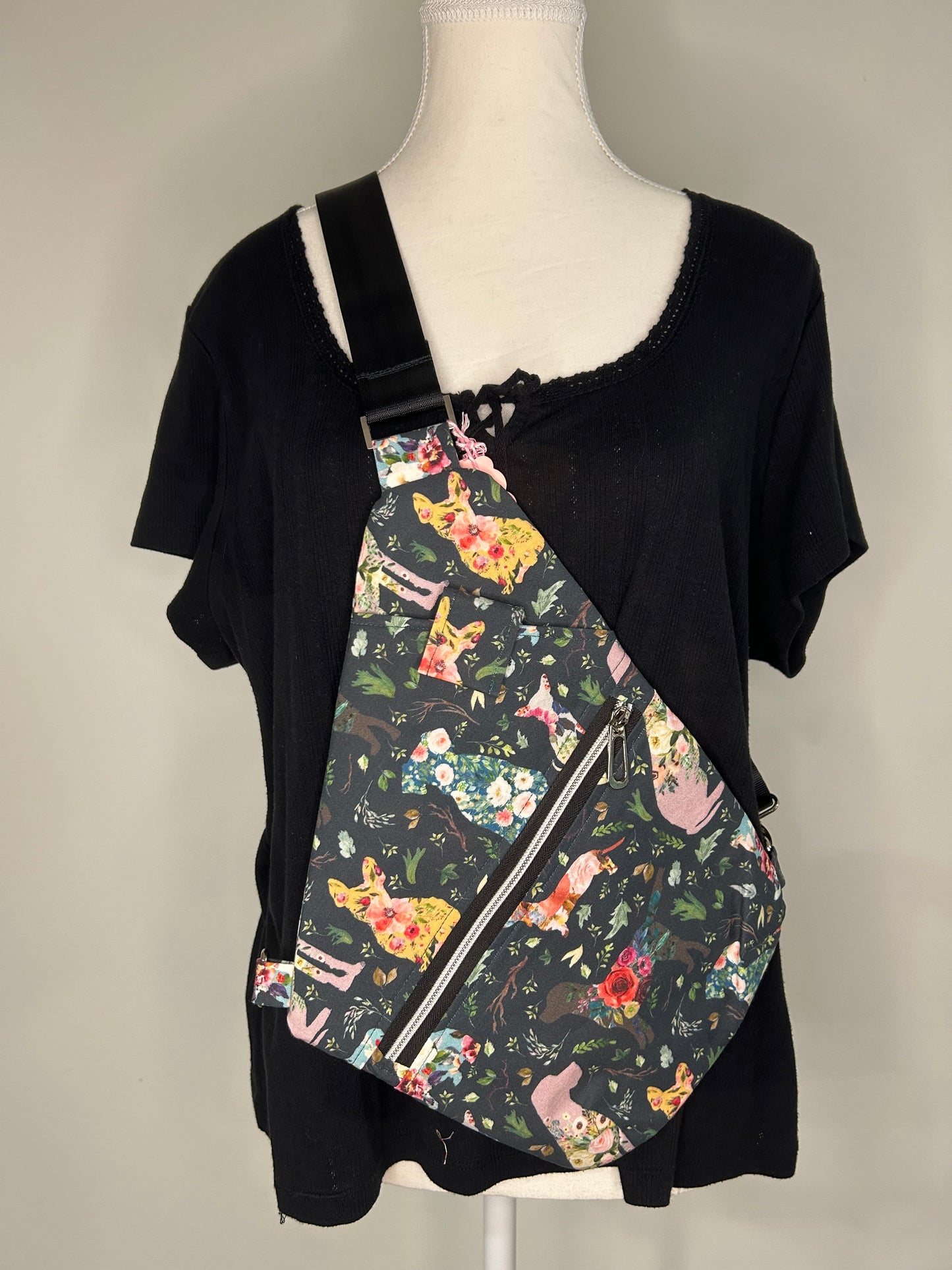 Floral Pups Convertible Traveler Bag