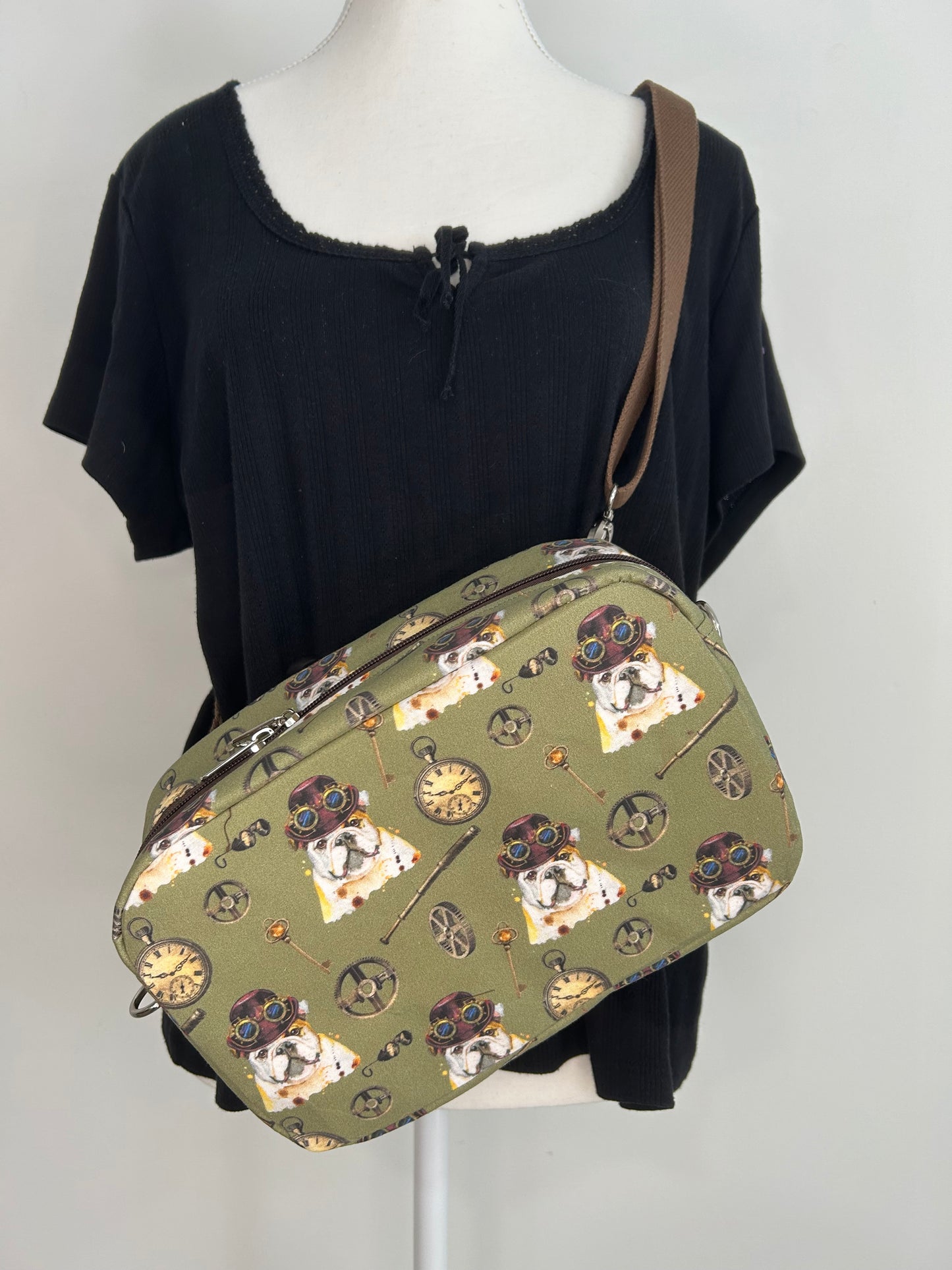 Steampunk English Bulldog Catalina Convertible Bag