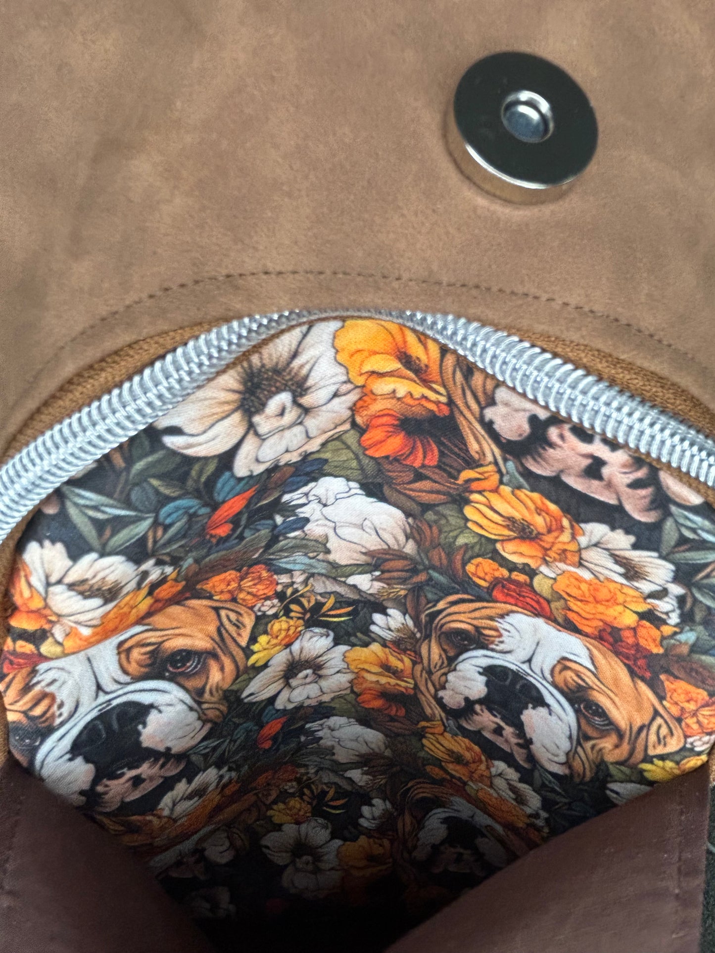 Floral English Bulldog Retro Sling Bag